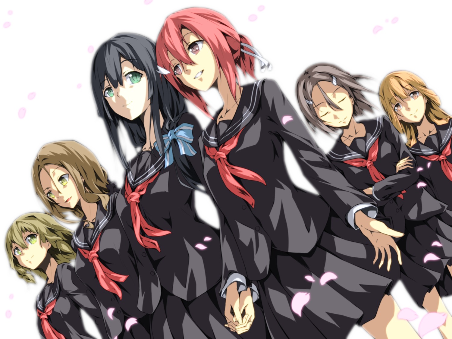 inubouzaki_fuu, inubouzaki_itsuki, miyoshi_karin, nogi_sonoko, sakuria, seifuku, tougou_mimori, yuuki_yuuna