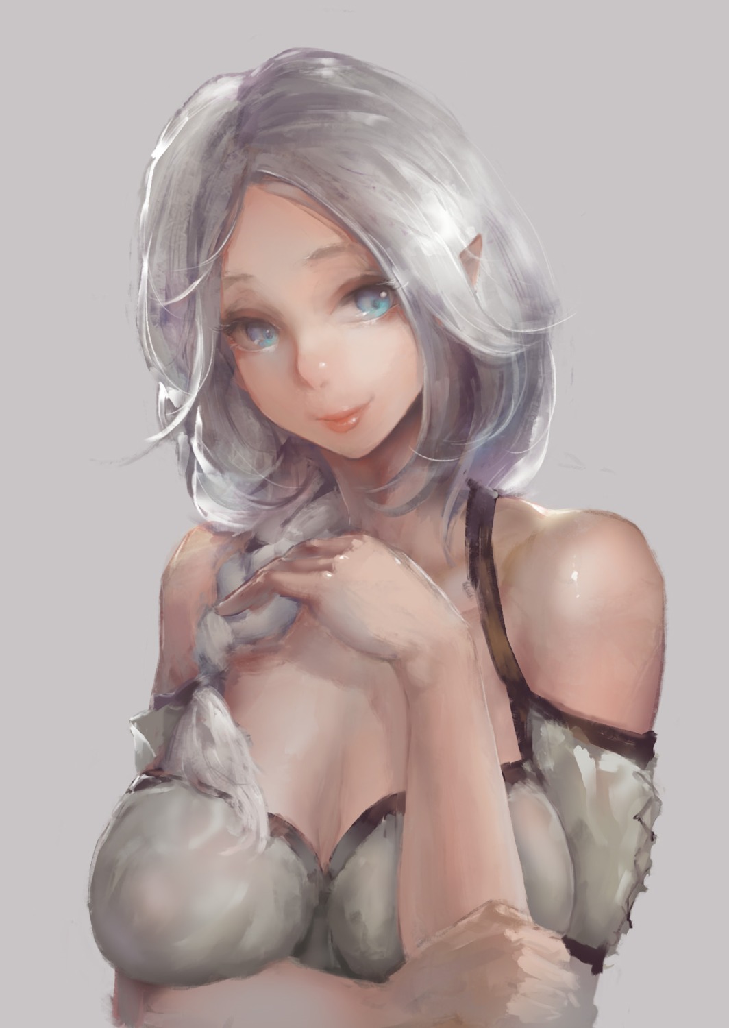 cleavage, pointy_ears, sky_of_morika