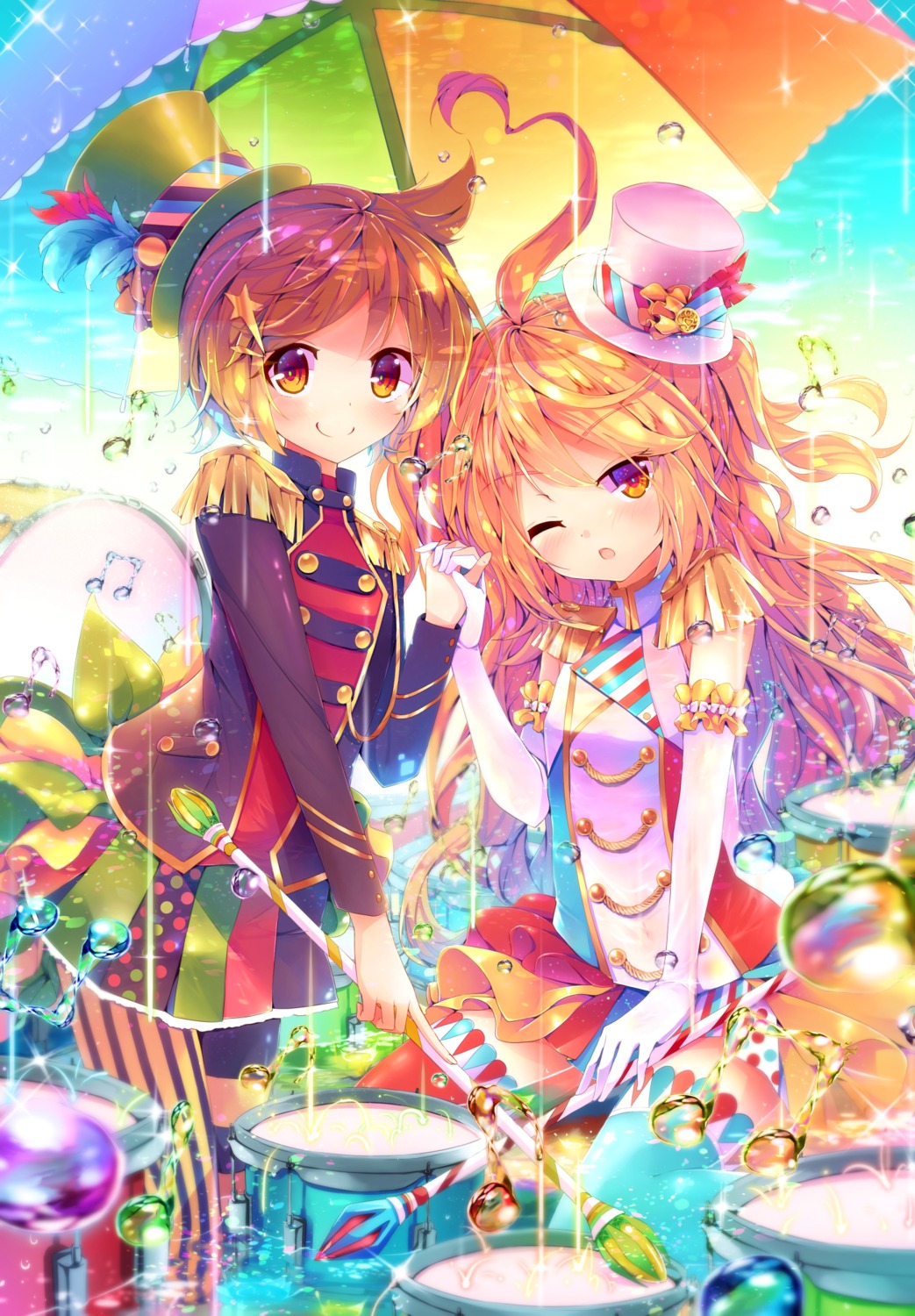 dennryuurai, pantyhose, thighhighs, umbrella, uniform, wet