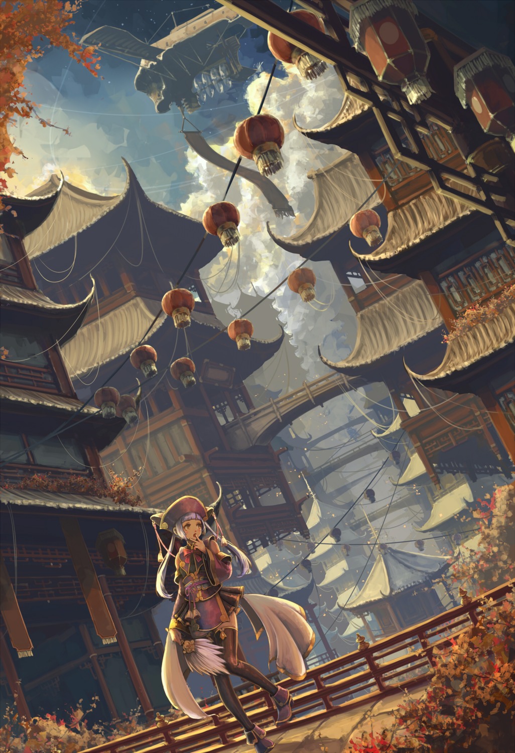 asian_clothes, bespin, heels, landscape, thighhighs