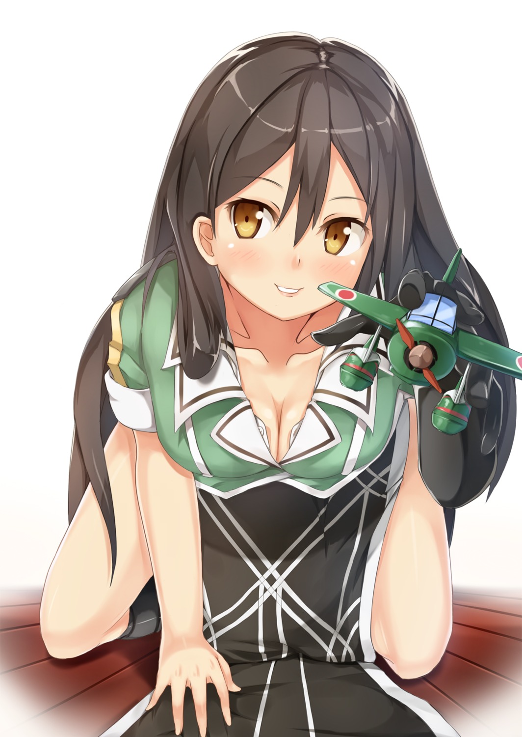 chikuma_(kancolle), cleavage, kantai_collection, open_shirt, ryouya
