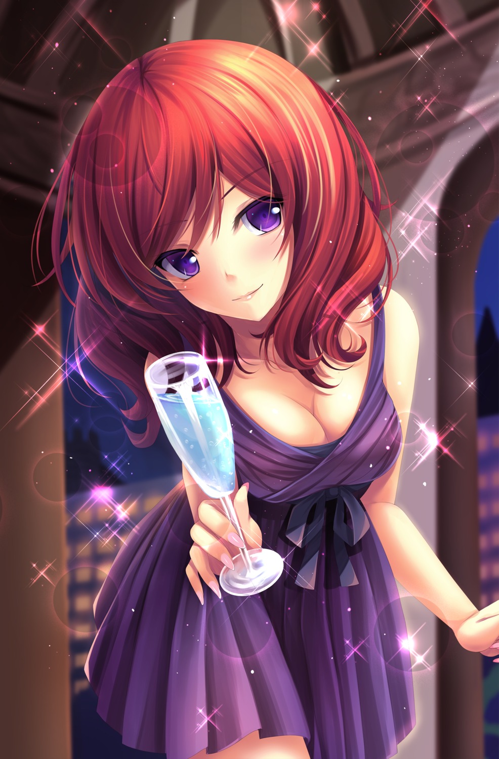 cleavage, dress, love_live!, love_live!_(series), nishikino_maki, toshi_(1-147), upscaled