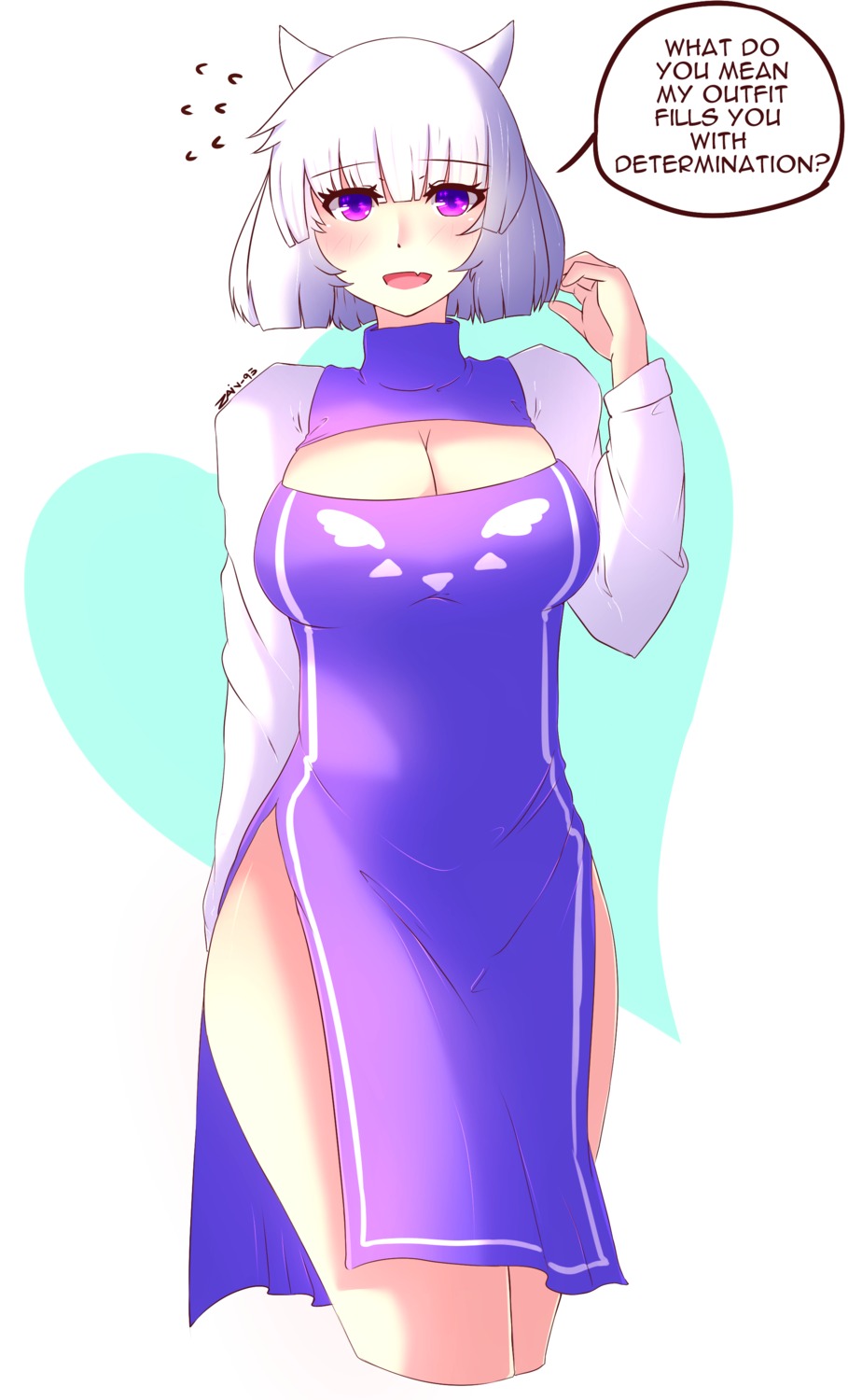 animal_ears, breast_hold, cleavage, dress, toriel, undertale, zaiv-95