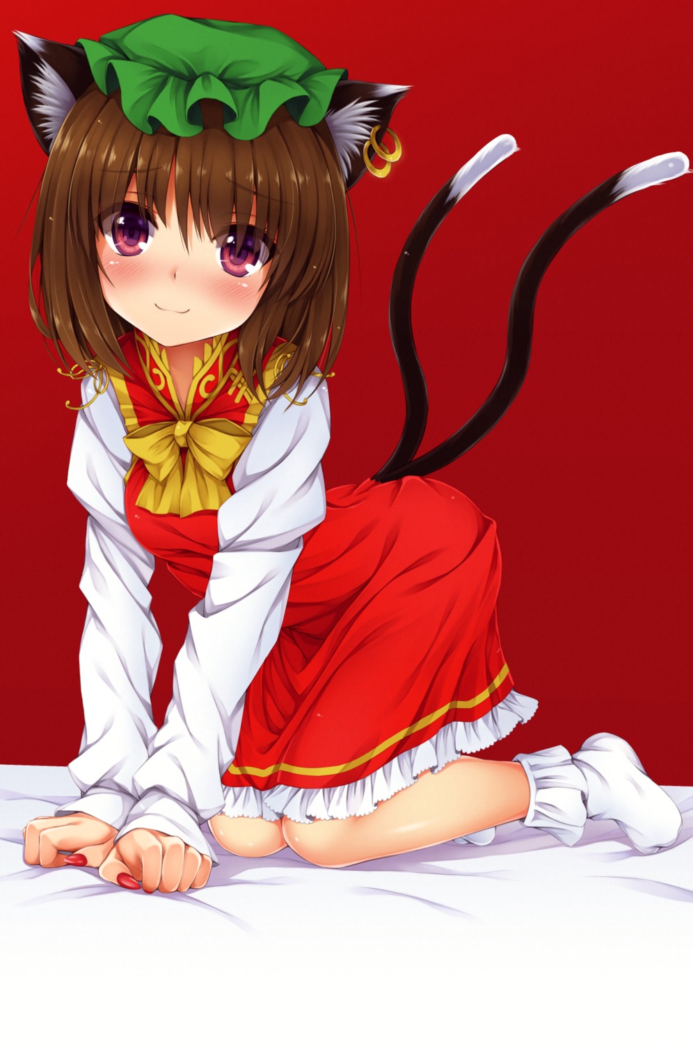 animal_ears, chen, dress, kitou_kaitai, nekomimi, tail, touhou