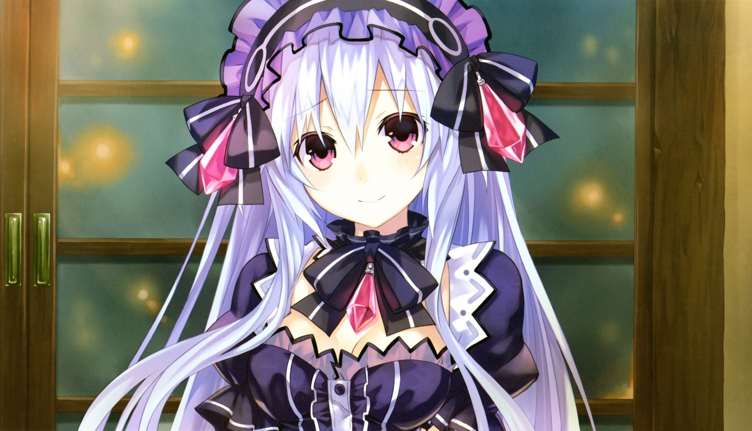 cleavage, dress, fairy_fencer_f, game_cg, gothic_lolita, jpeg_artifacts, lolita_fashion, tiara_(fairy_fencer_f)