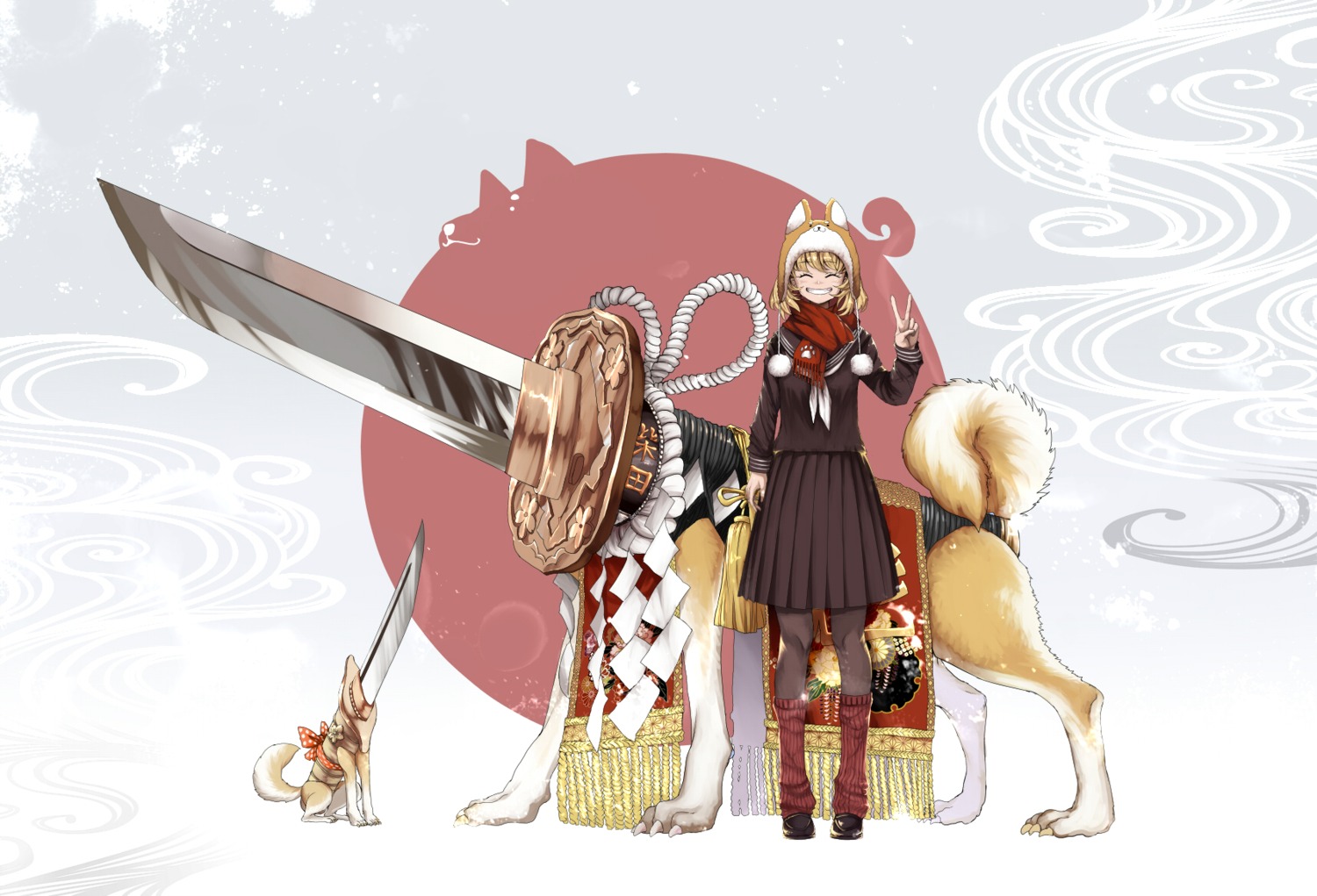 maki_(huran), pantyhose, seifuku, sword