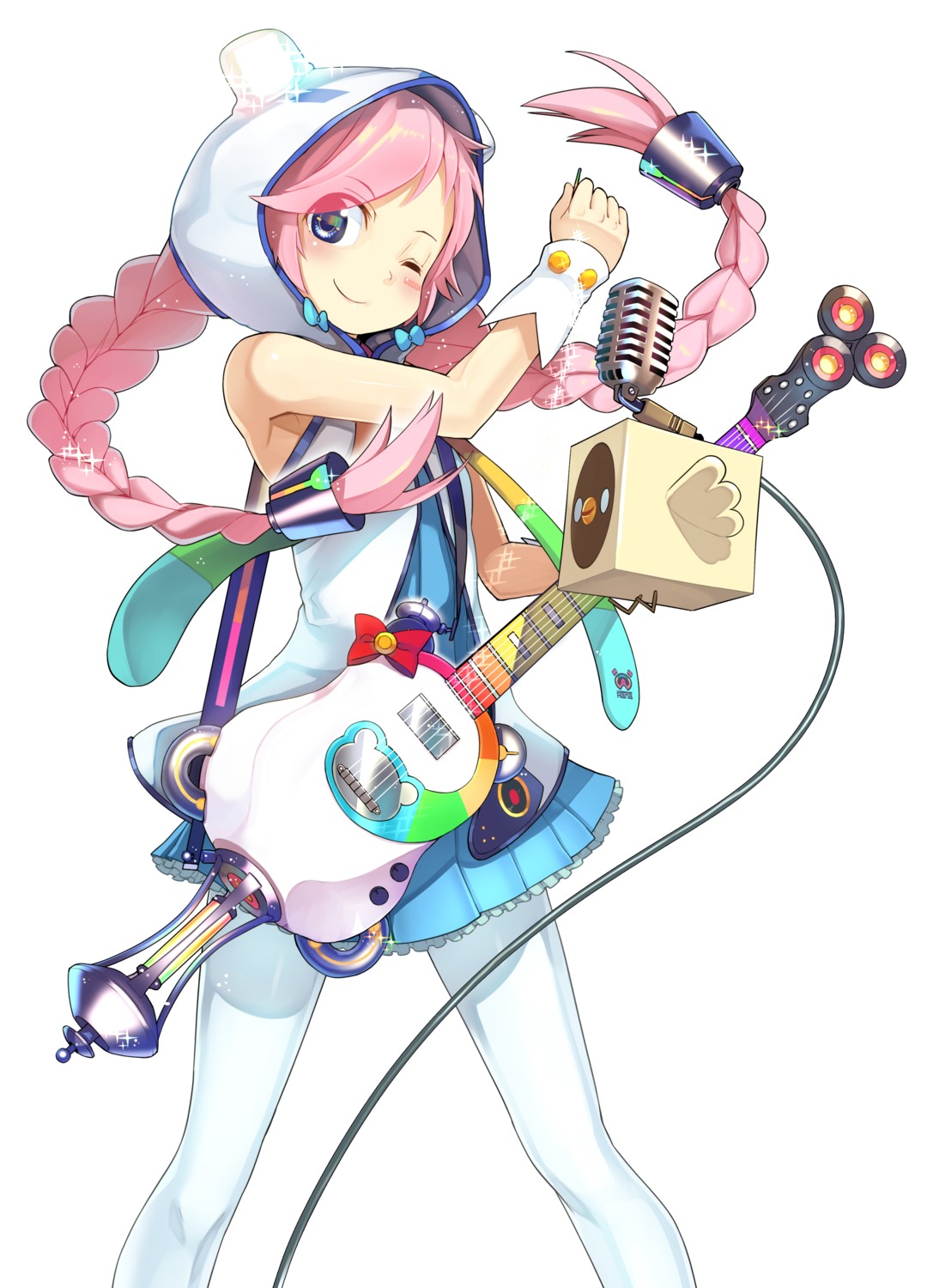 guitar, pantyhose, rana_(vocaloid), shindou_kamichi, vocaloid