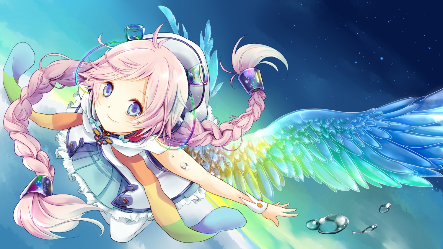 dress, kuro_(pixiv213382), pantyhose, rana_(vocaloid), vocaloid, wings