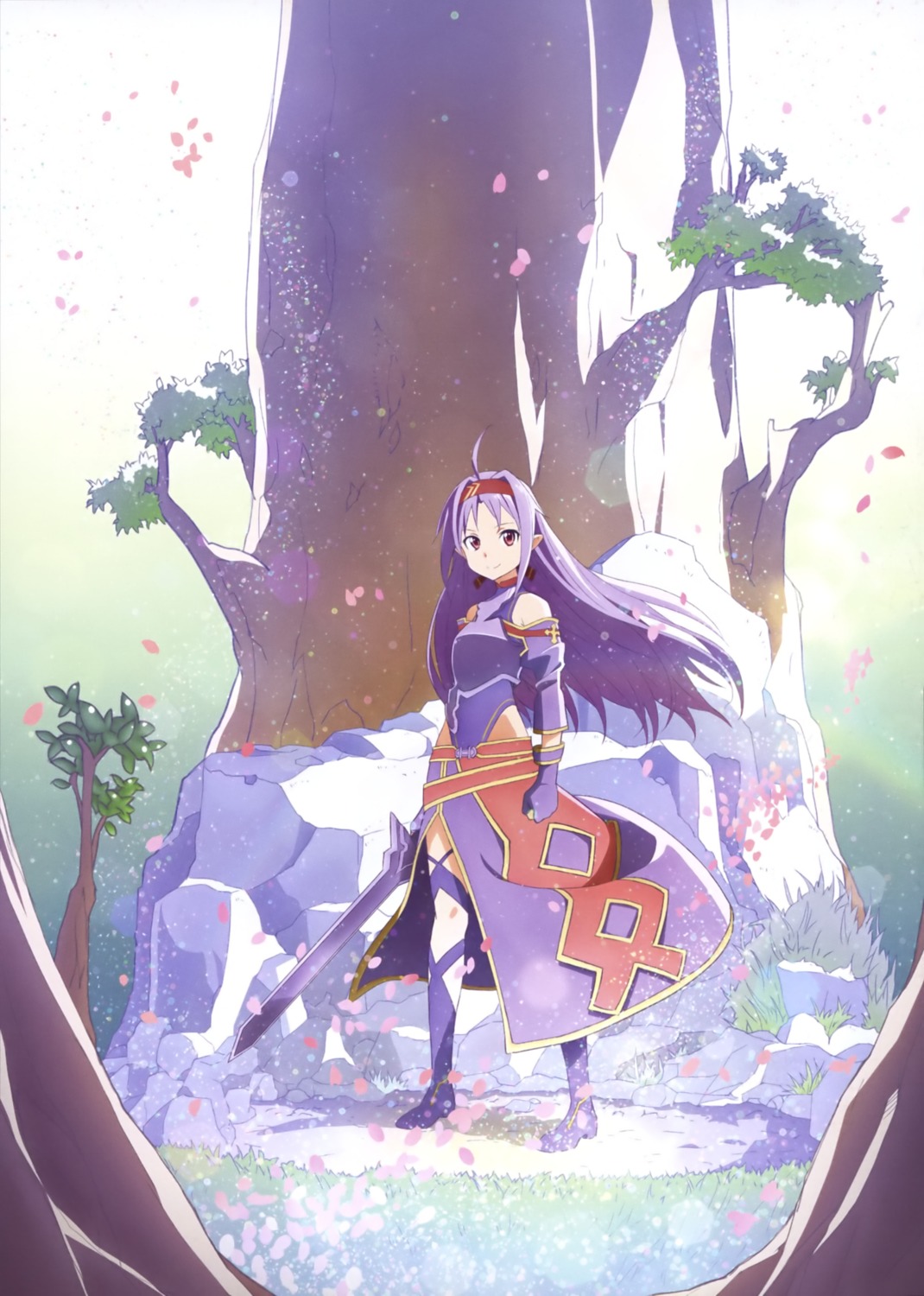 adachi_shingo, alfheim_online, armor, konno_yuuki, leotard, pointy_ears, sword, sword_art_online