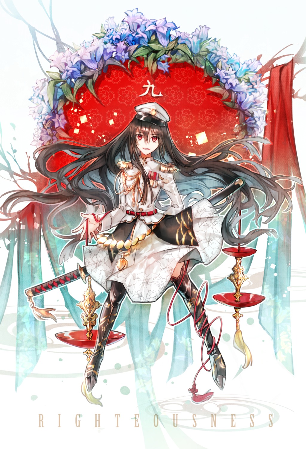 hanagata, heels, sword, thighhighs, uniform