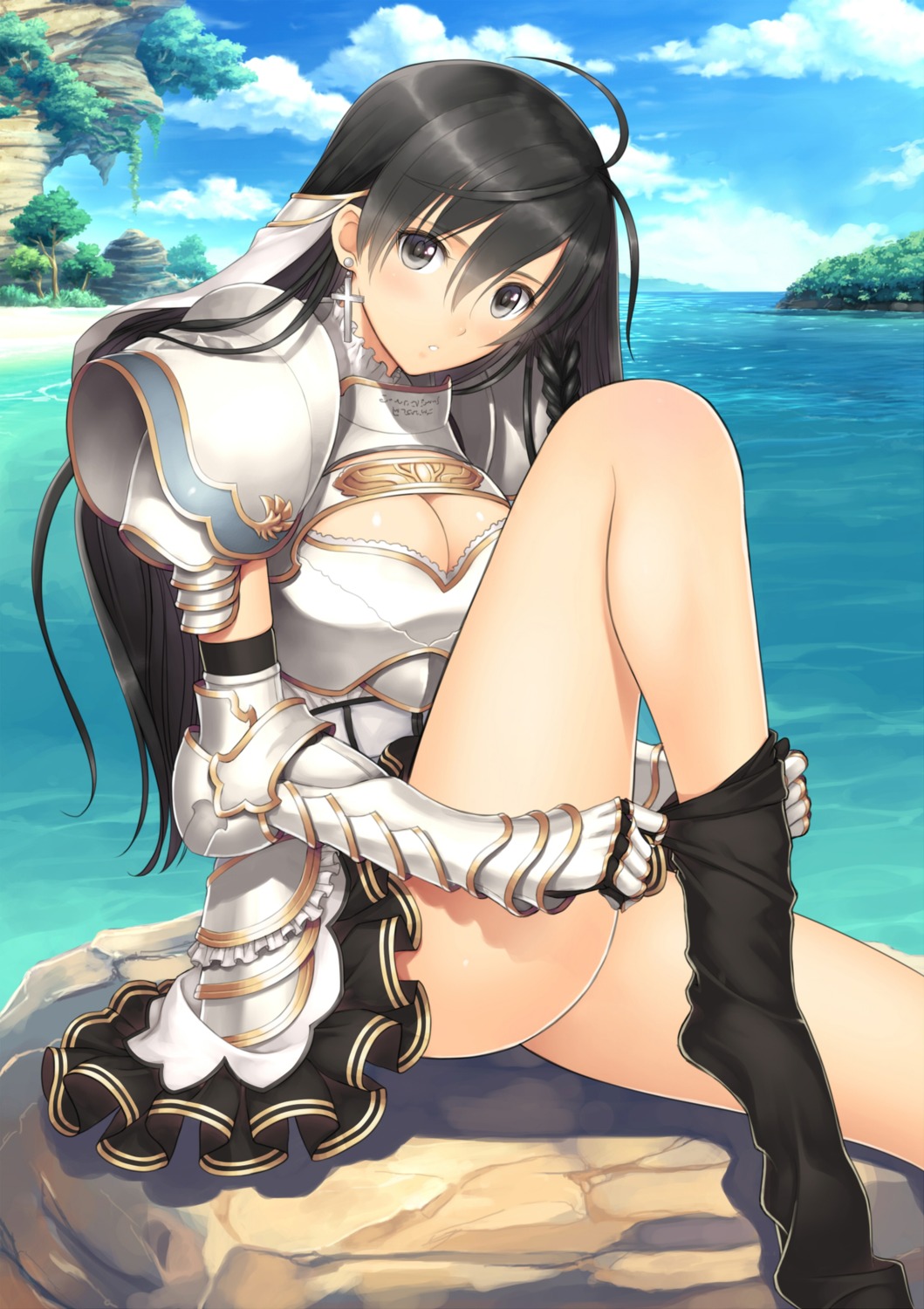 armor, cleavage, shining_resonance, sonia_branche, tony_taka, undressing