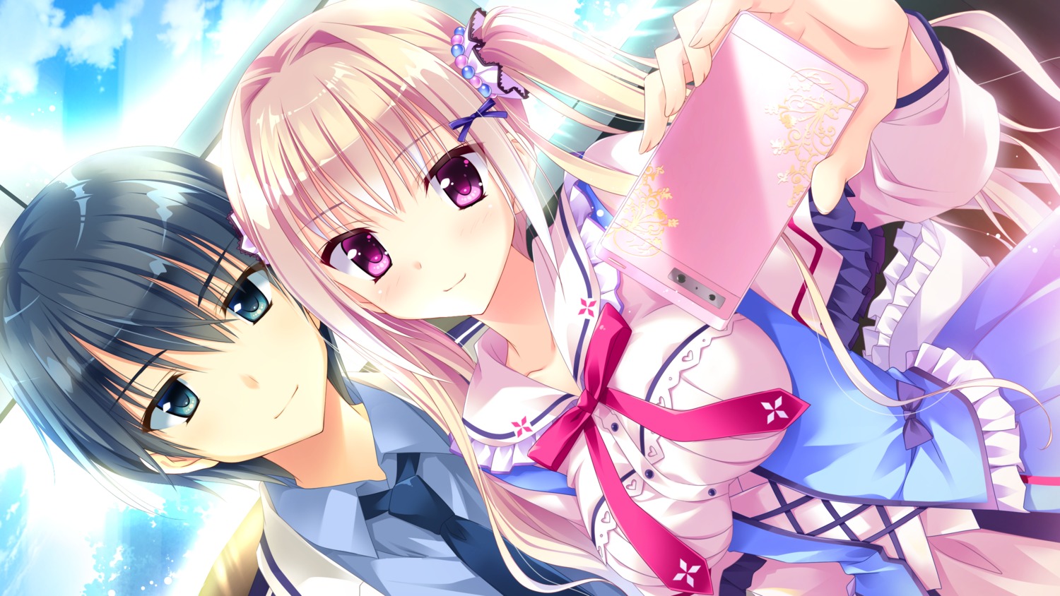 ensemble_(company), game_cg, hiiragi_mio, kimishima_ao, koi_suru_kimochi_no_kasanekata, ougi_ren, seifuku