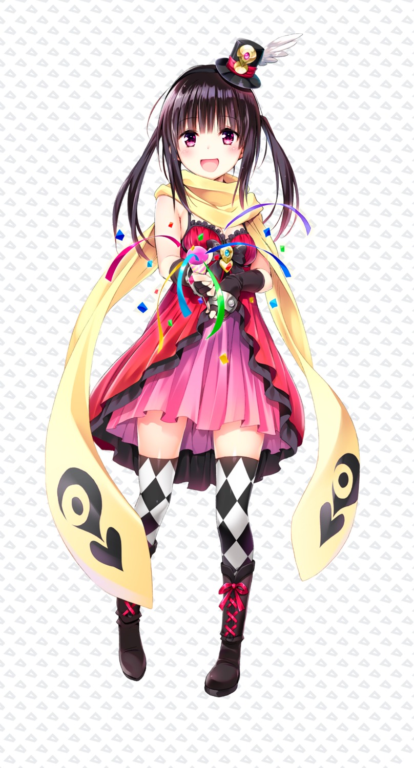 cleavage, dress, hatena☆illusion, hoshisato_kana, thighhighs, yabuki_kentarou