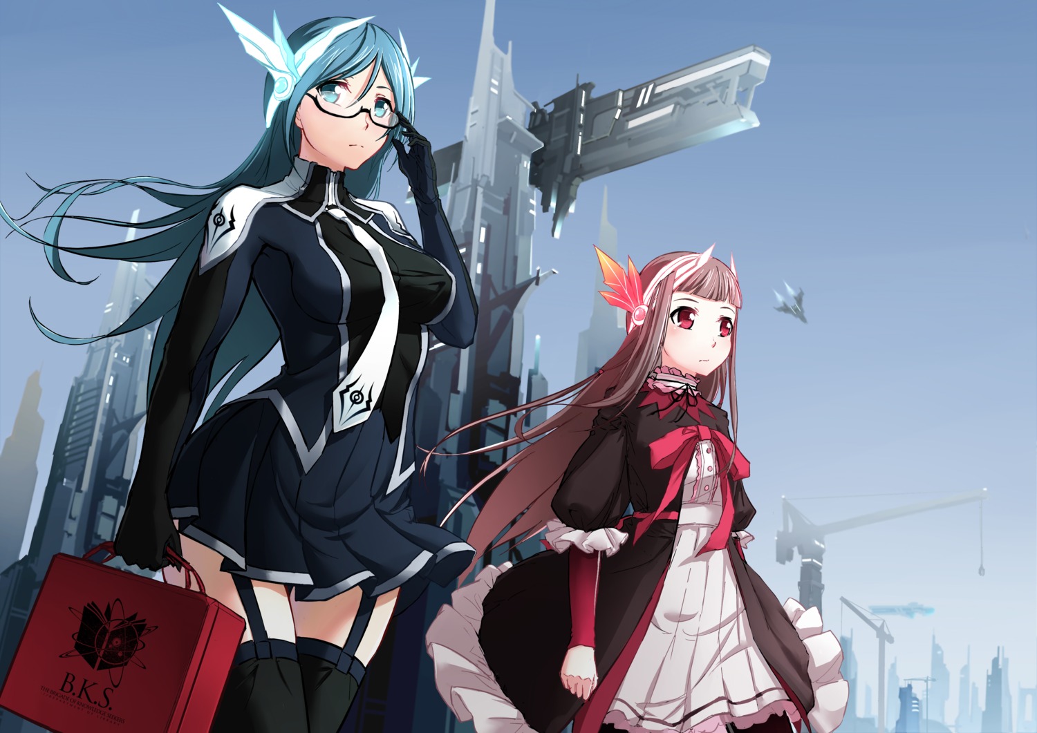 dress, megane, pixiv_fantasia_t, stockings, thighhighs, ttc