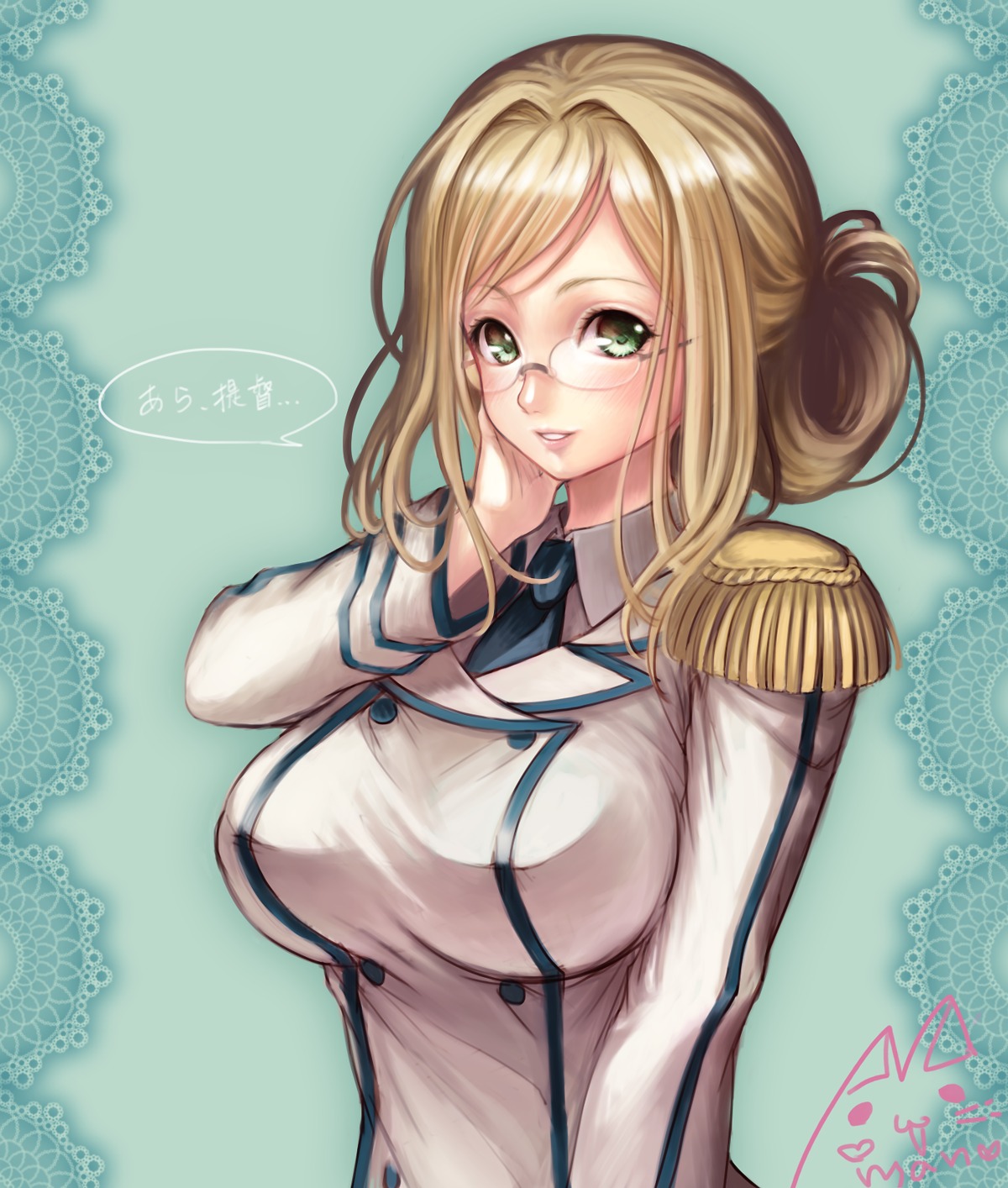kantai_collection, katori_(kancolle), megane, mii@chiffonx, uniform