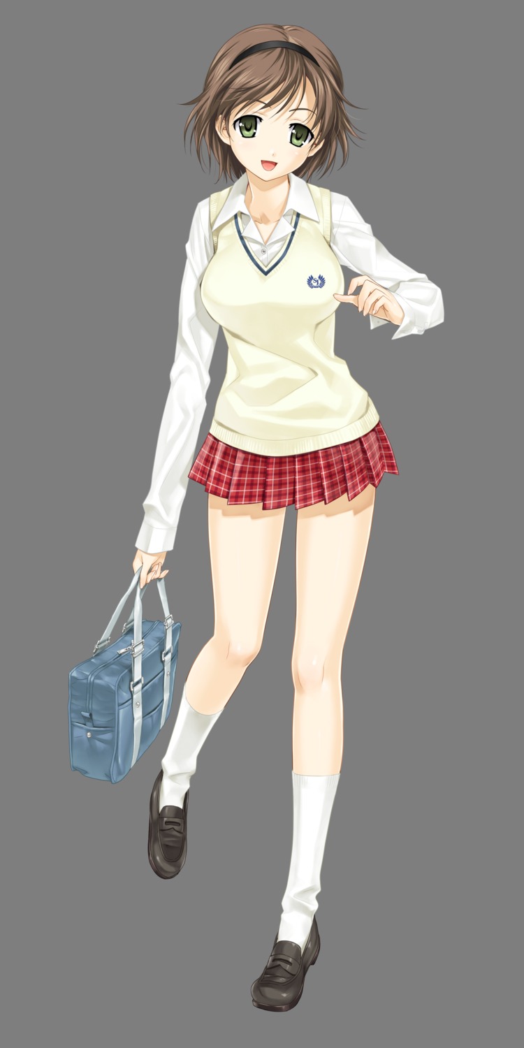 happoubi_jin, honma_natsume, seifuku, sweater, transparent_png, zettai_shougeki_platonic_heart