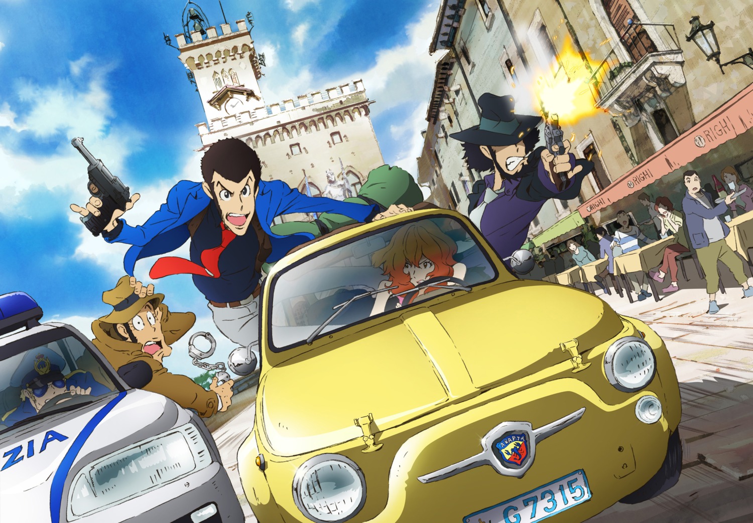 arsene_lupin_iii, business_suit, gun, jigen_daisuke, lupin_iii, mecha, megane, mine_fujiko