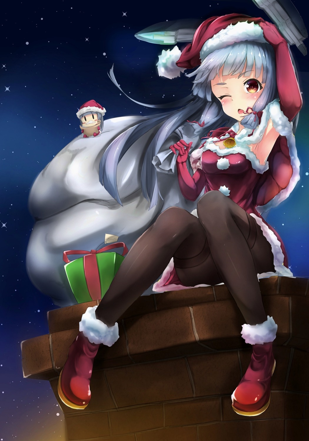 akaikonomi, christmas, dress, fairy_(kancolle), kantai_collection, murakumo_(kancolle), pantyhose