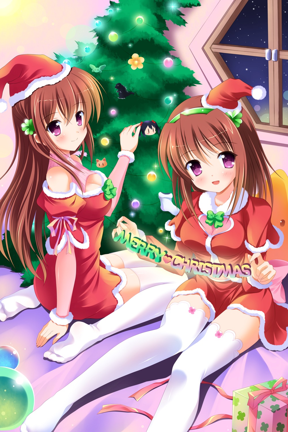 christmas, cleavage, dress, godzilla, godzilla_(series), thighhighs, yagami-all_hail_nanao