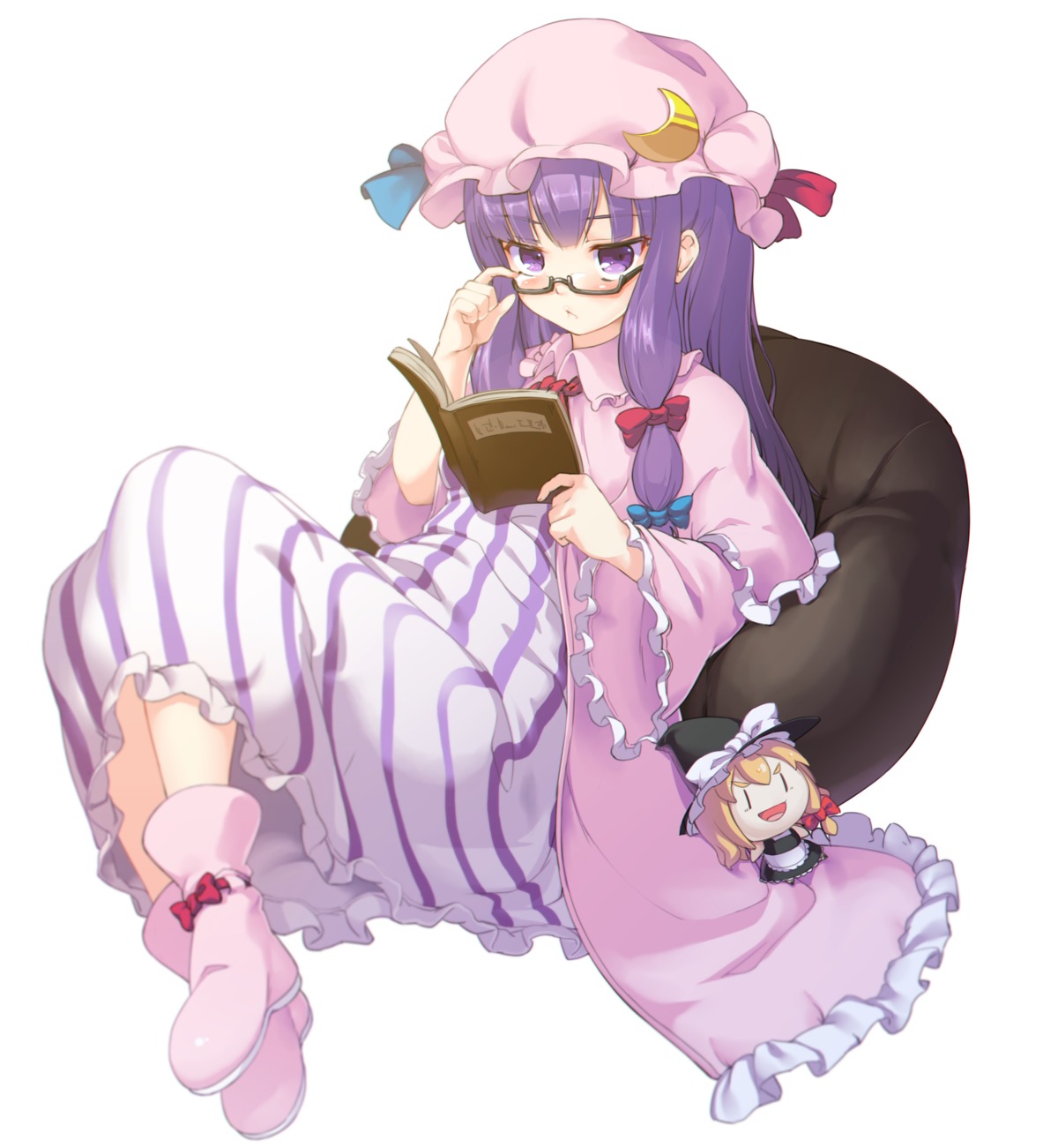 chibi, ebiebiebio, kirisame_marisa, megane, patchouli_knowledge, touhou