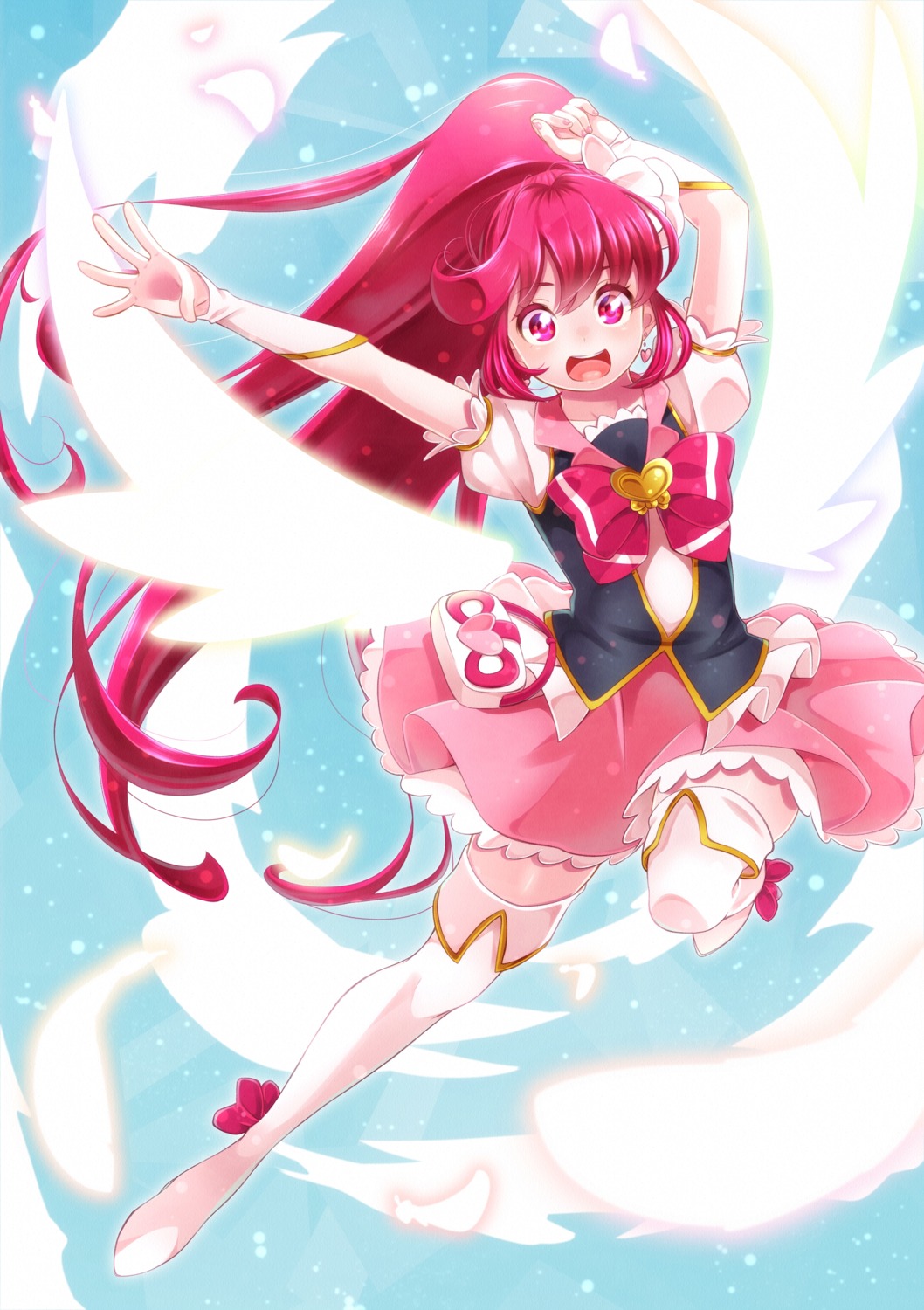 aino_megumi, happinesscharge_precure!, precure, thighhighs, wings, yupiteru