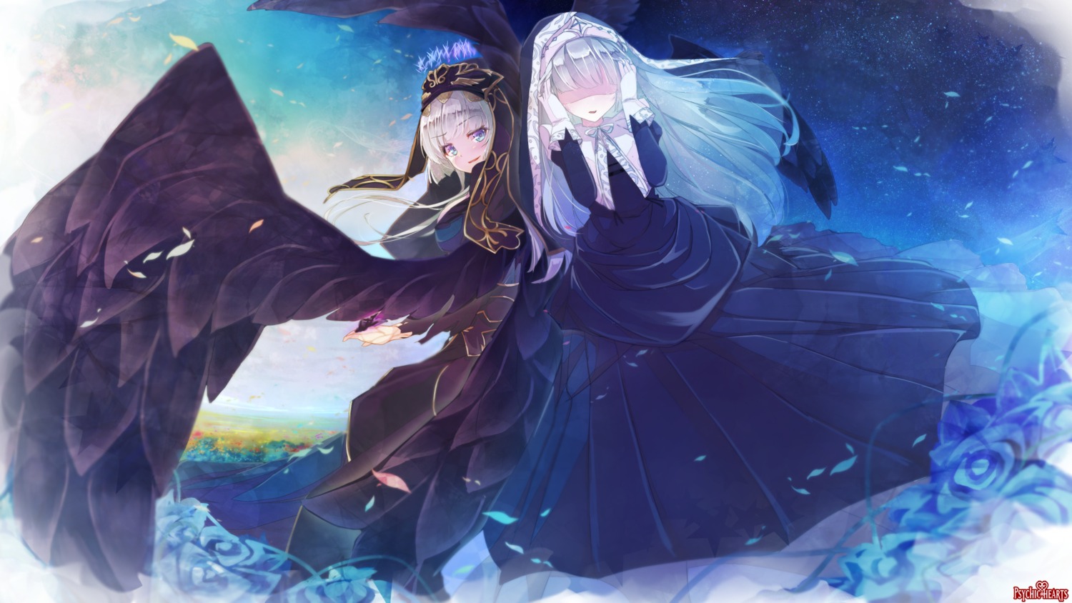 dennryuurai, dress, nun, psychic_hearts, wallpaper, wings