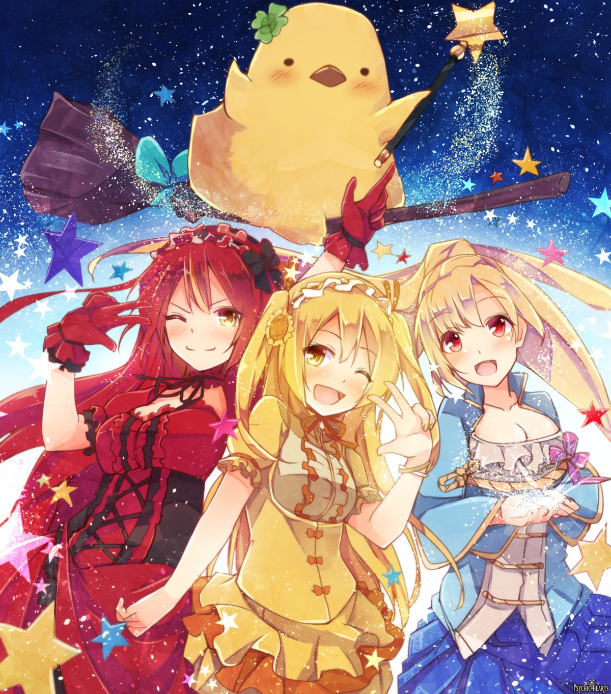 cleavage, dennryuurai, dress, gothic_lolita, lolita_fashion, psychic_hearts