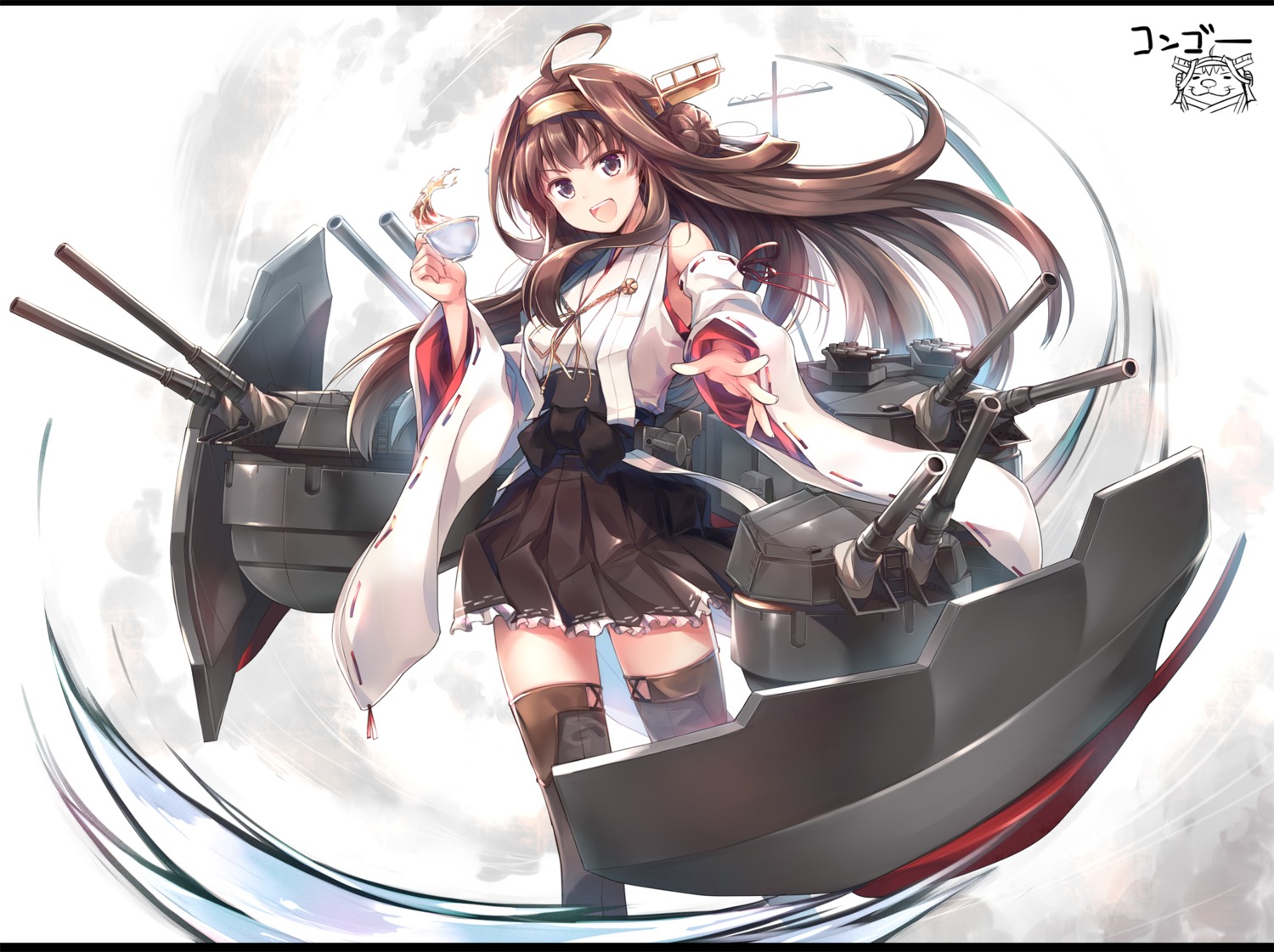 hinooka_shuuji, kantai_collection, kongou_(kancolle), thighhighs