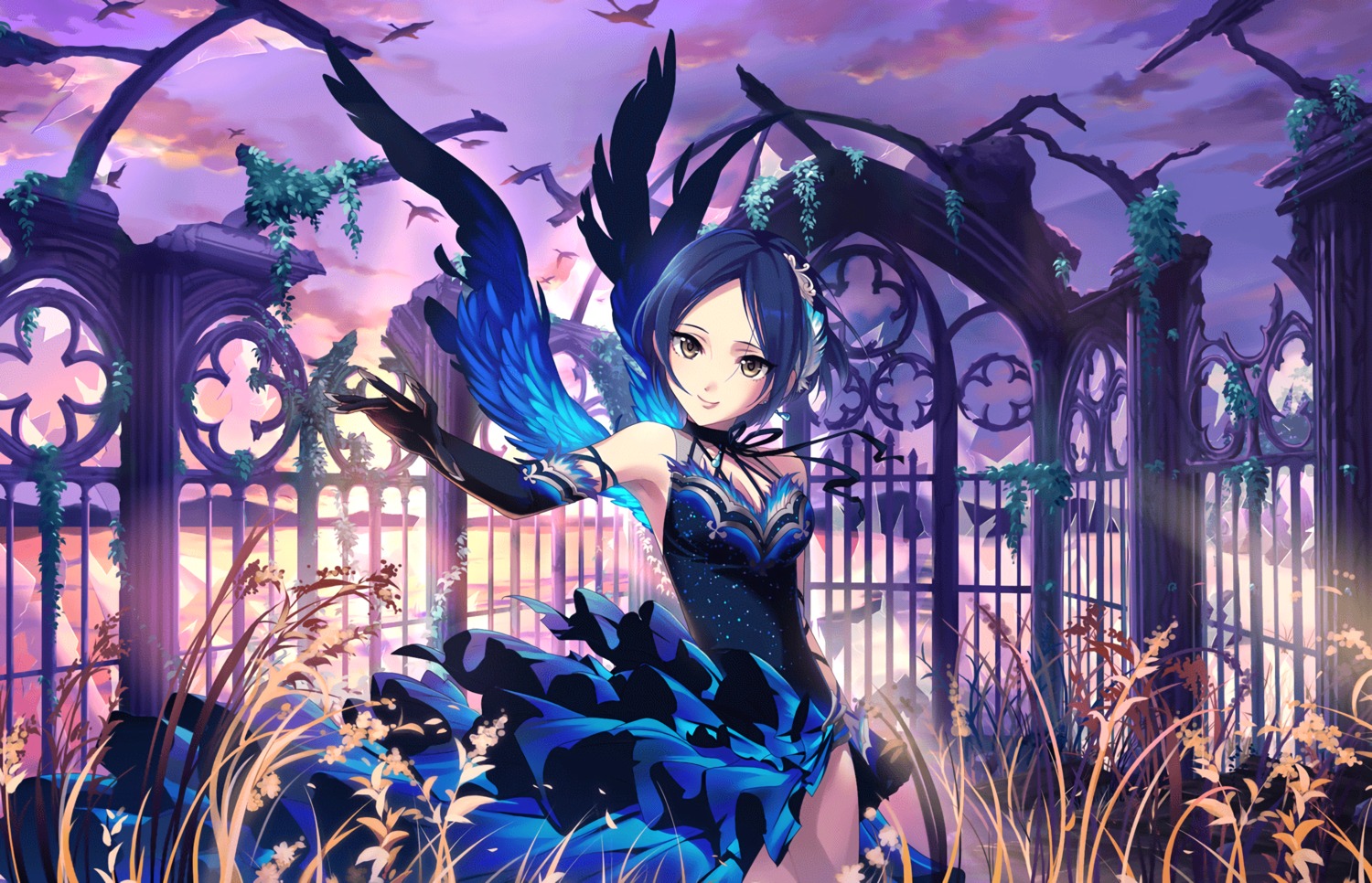 annin_douhu, cleavage, dress, hayami_kanade, no_bra, the_idolm@ster, the_idolm@ster_cinderella_girls, the_idolm@ster_cinderella_girls_starlight_stage