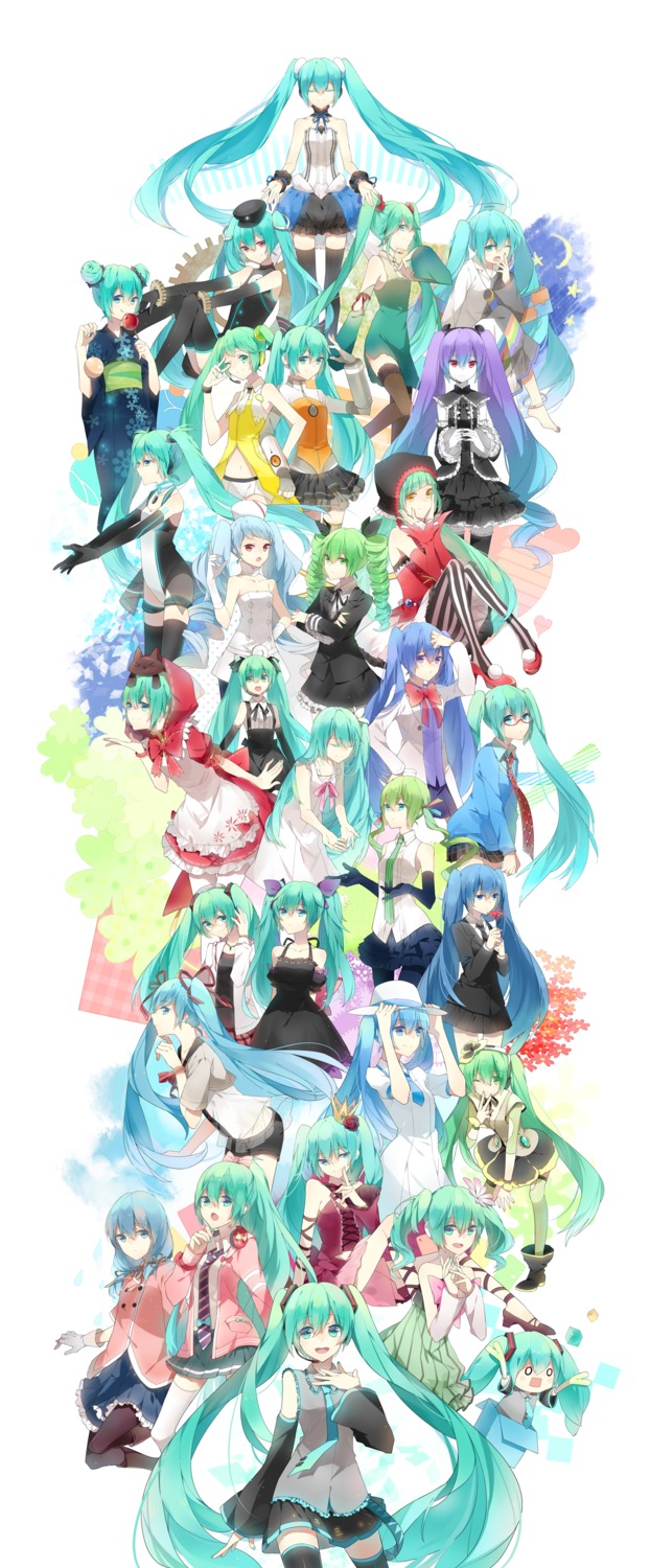 7th_dragon, 7th_dragon_2020, character_design, chibi, colorful_x_melody_(vocaloid), dress, gothic_lolita, hachune_miku