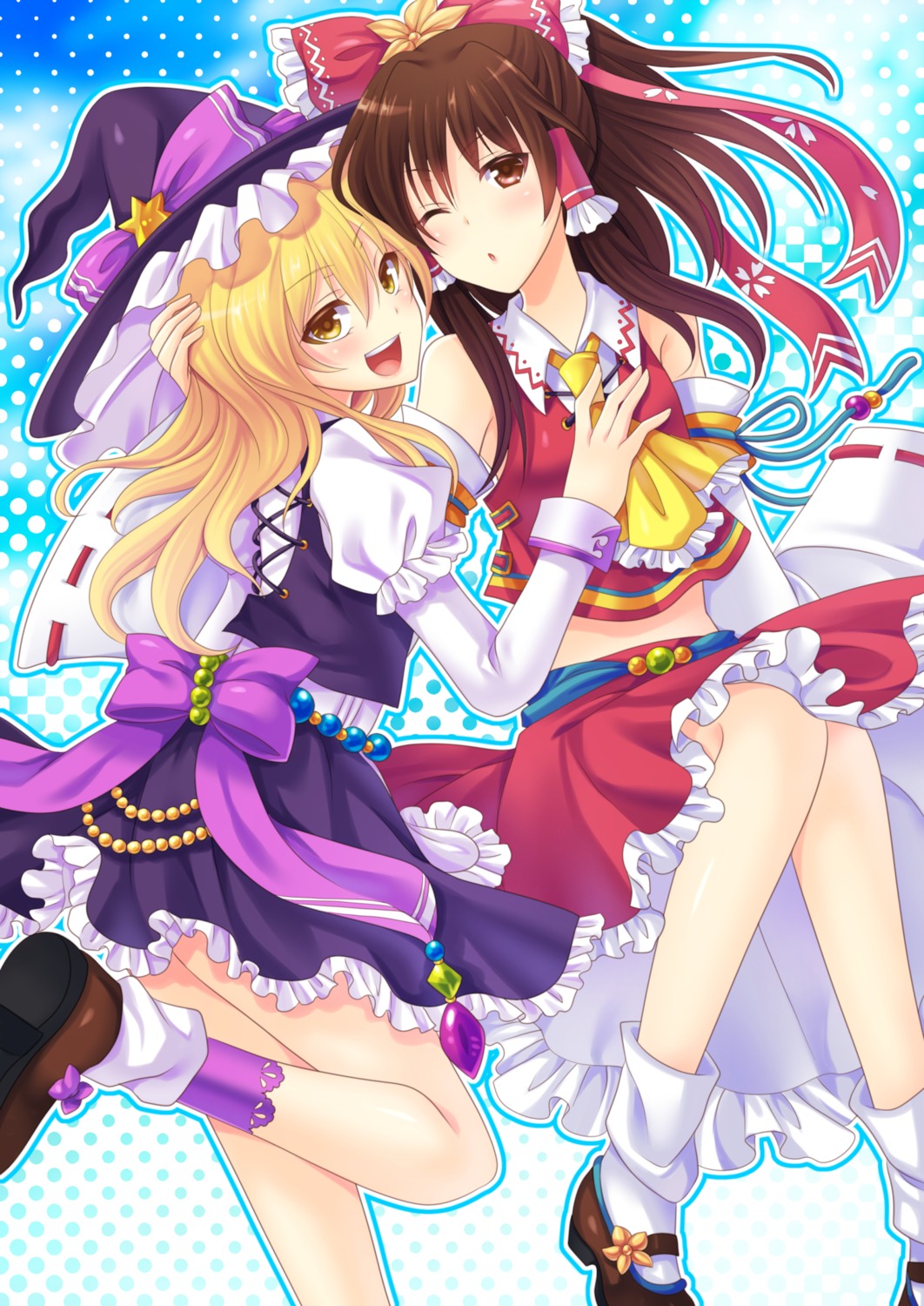 hakurei_reimu, kirisame_marisa, soraeda, touhou, witch