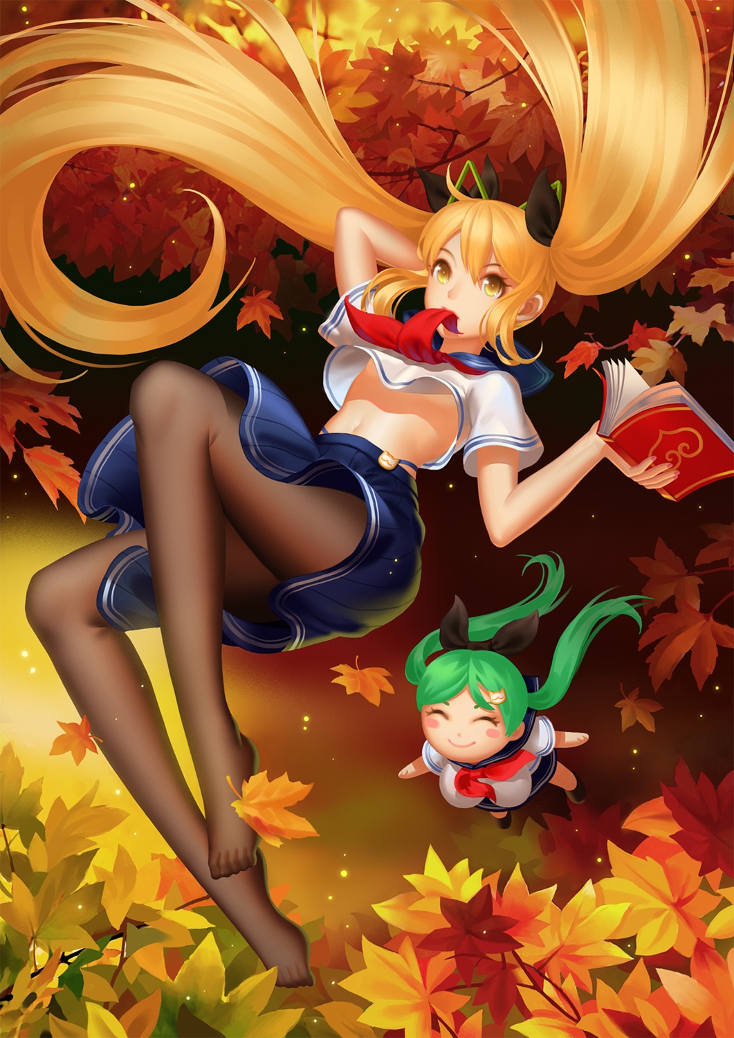 chibi, no_bra, pantyhose, seifuku, shui_qian_he_kafei, underboob