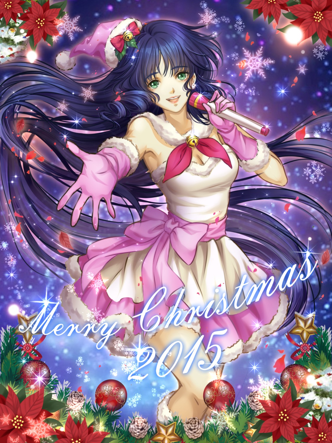 christmas, cleavage, dress, lynn_minmay, macross, syrinxwell311, the_super_dimension_fortress_macross