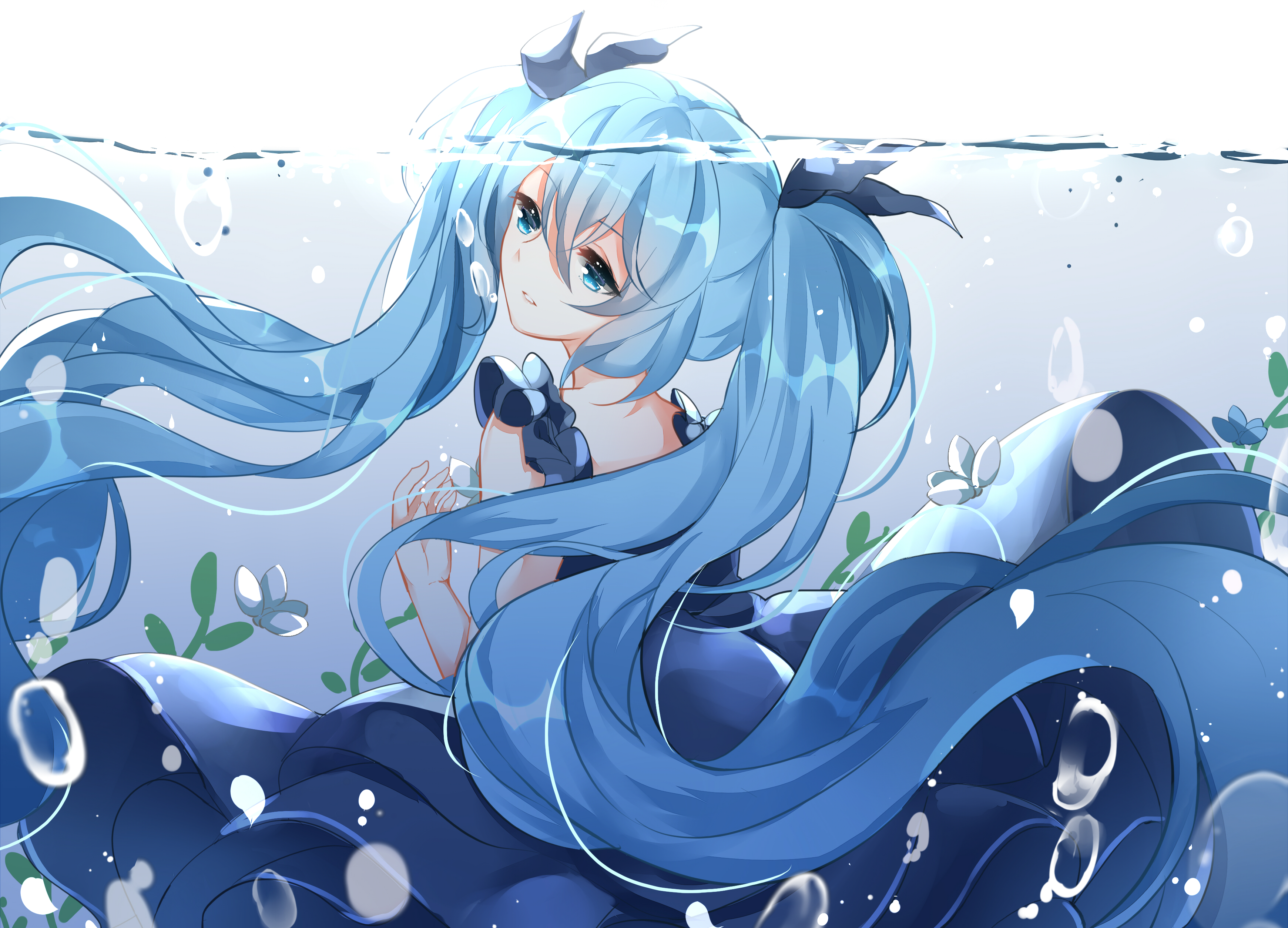 chuo_zi, dress, hatsune_miku, vocaloid, wet