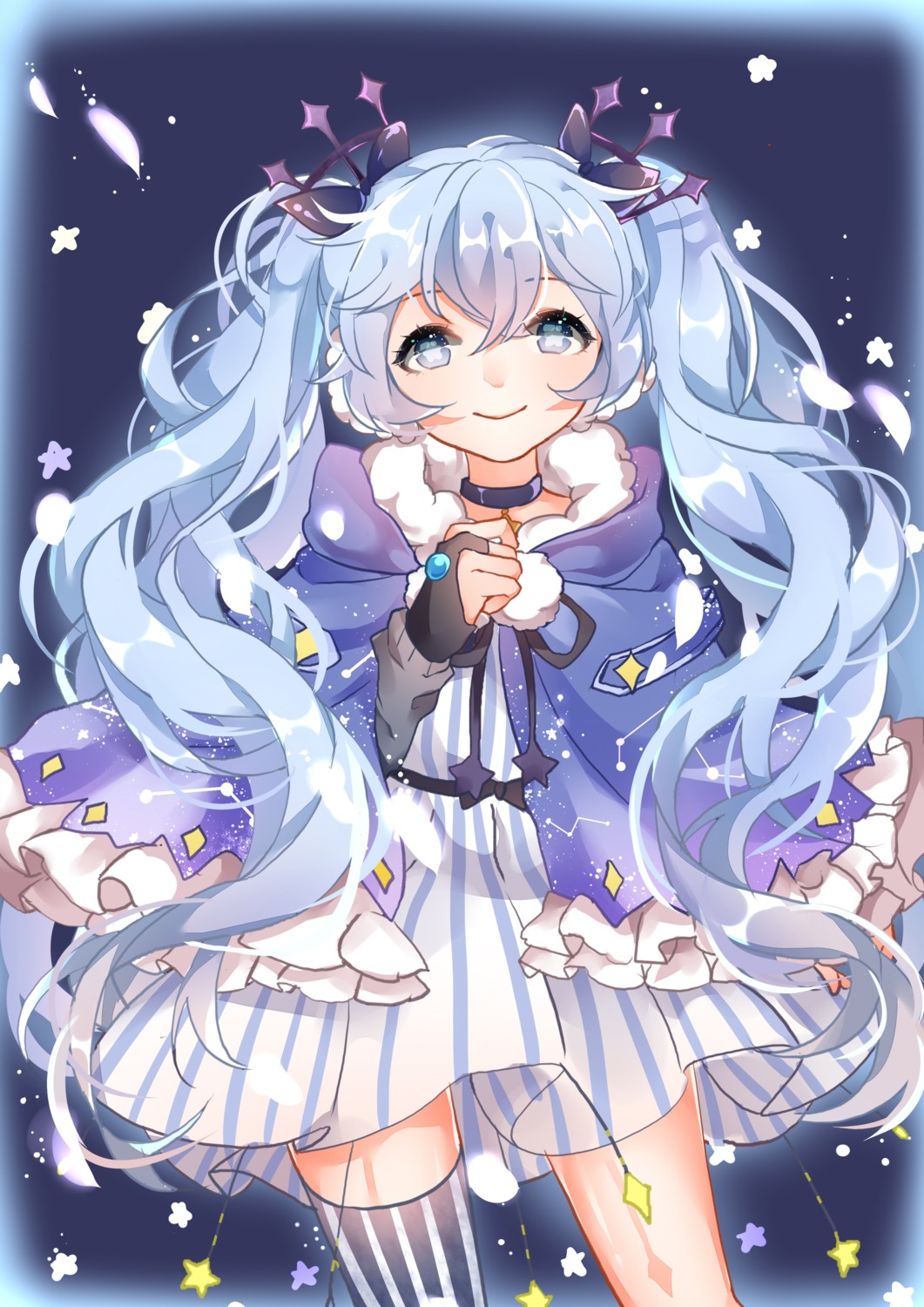chuo_zi, dress, fuyu_no_yoru_miku, hatsune_miku, thighhighs, vocaloid