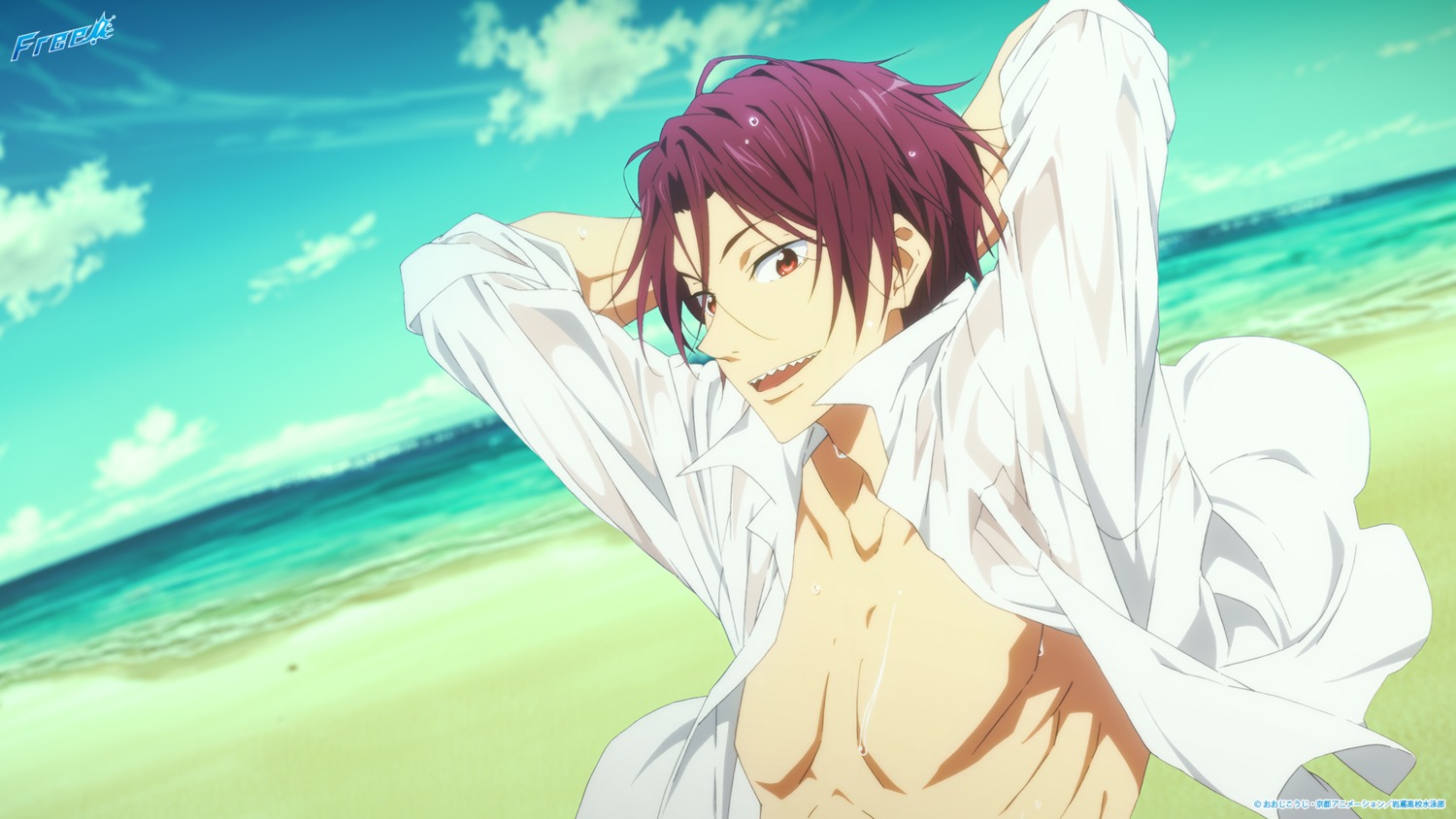 free!, male, matsuoka_rin, nishiya_futoshi, wallpaper, wet_clothes