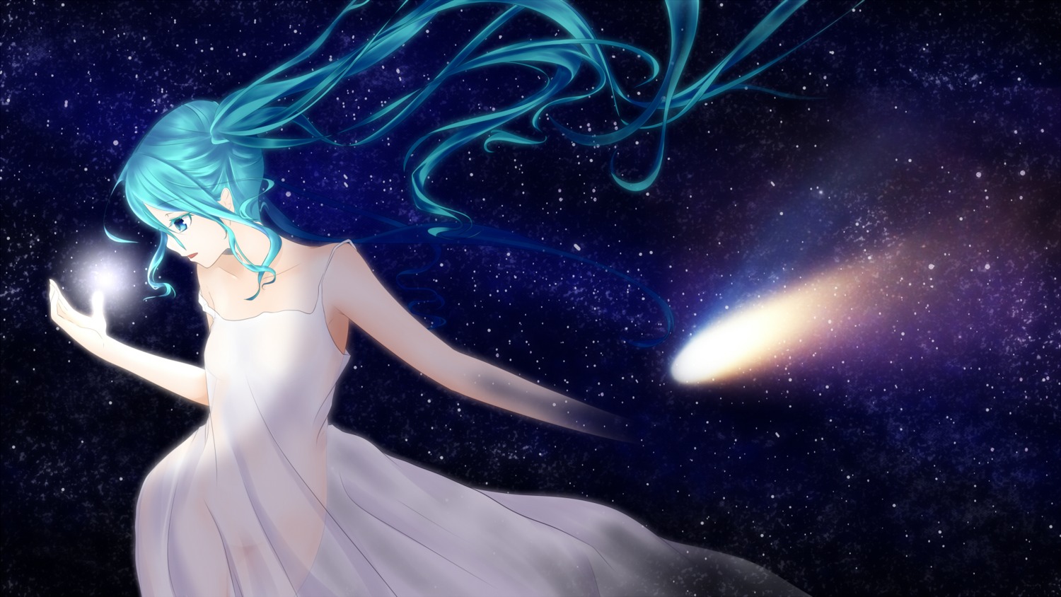 dress, hatsune_miku, no_bra, nopan, ponta, see_through, summer_dress, vocaloid