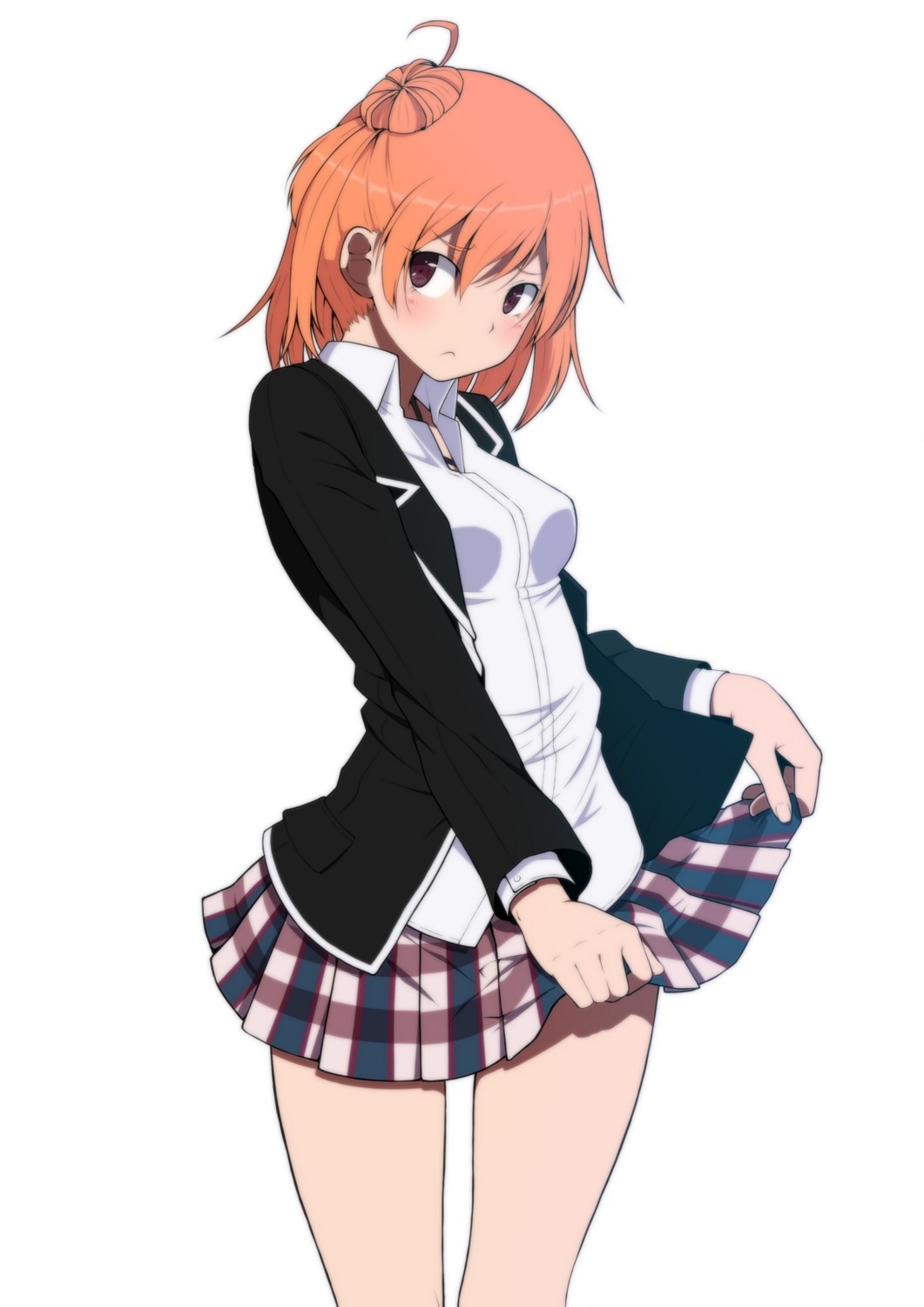 aressho?, open_shirt, seifuku, shirt_lift, yahari_ore_no_seishun_lovecome_wa_machigatteiru., yuigahama_yui