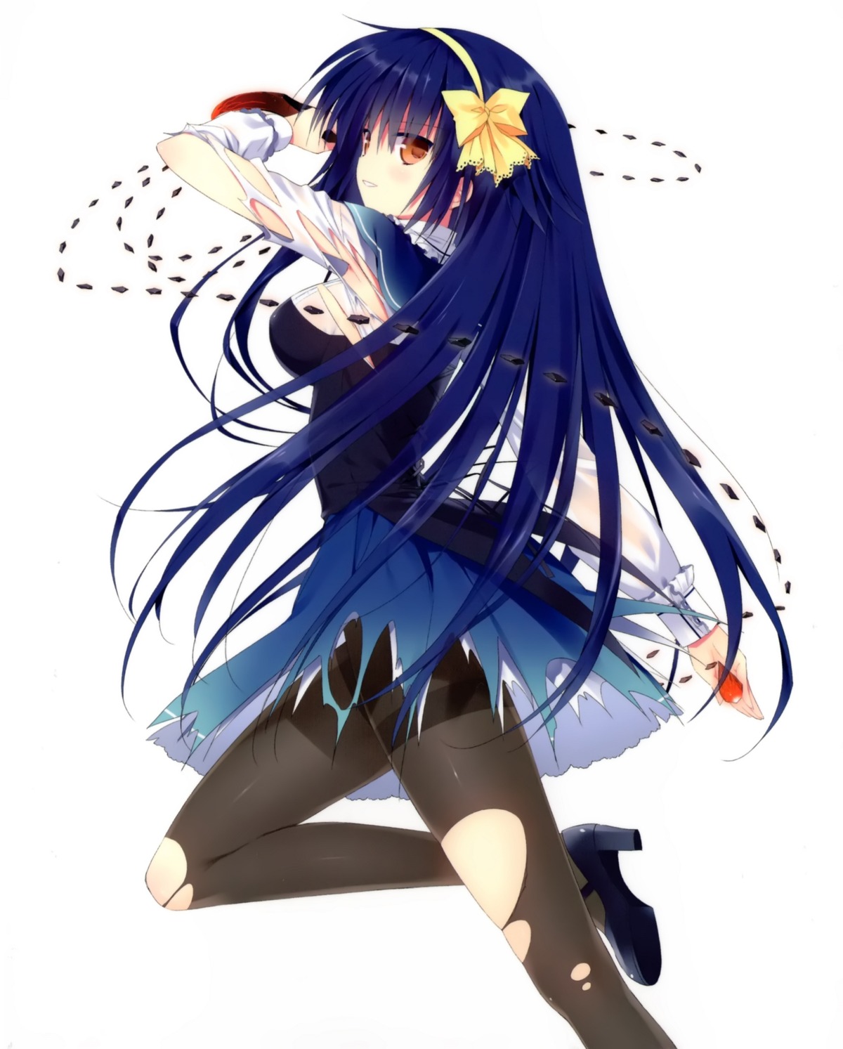 absolute_duo, asaba_yuu, heels, pantyhose, see_through, seifuku, tachibana_tomoe, torn_clothes