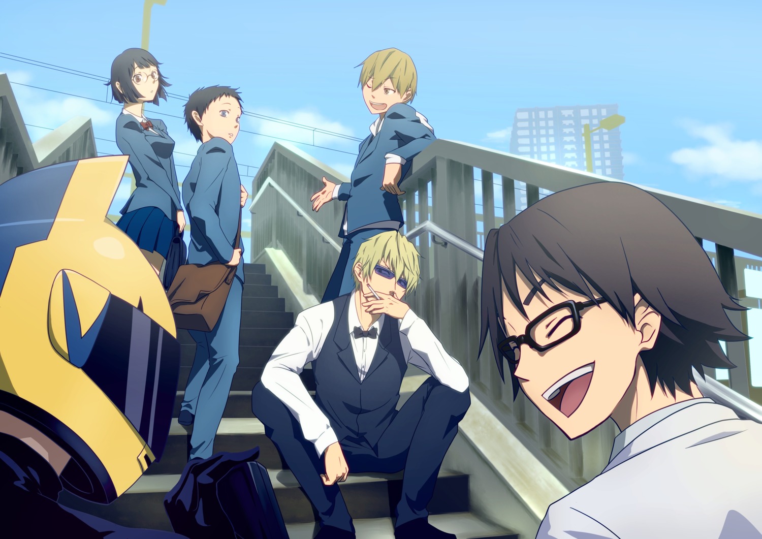 chama_kou, durarara!!, heiwajima_shizuo, kida_masaomi, kishitani_shinra, megane, ryuugamine_mikado, seifuku