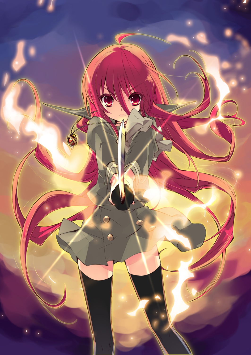ito_noizi, seifuku, shakugan_no_shana, shana, sword, thighhighs