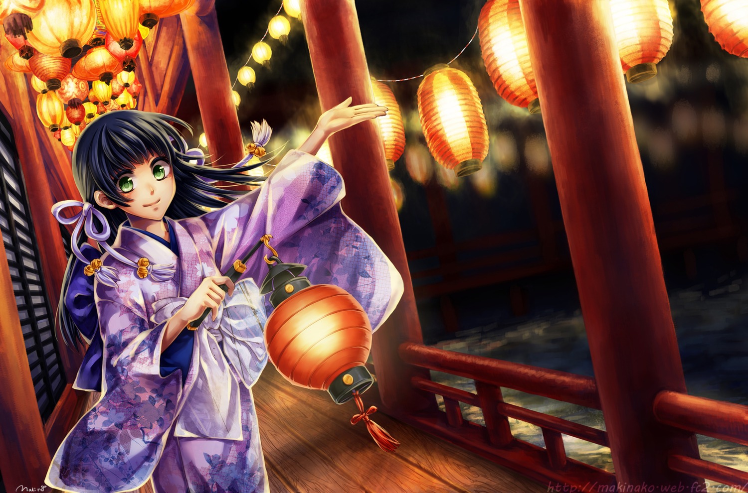 kimono, landscape, makina_(frog), official_watermark