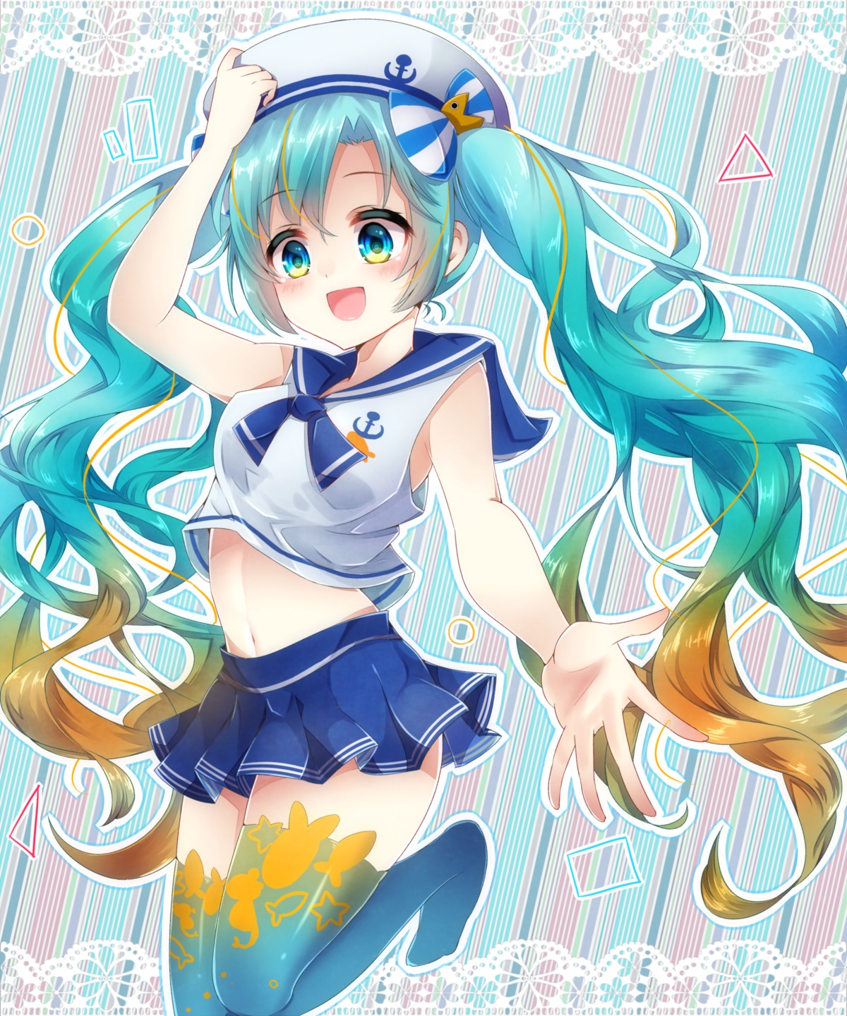 amane_tari, hatsune_miku, thighhighs, vocaloid