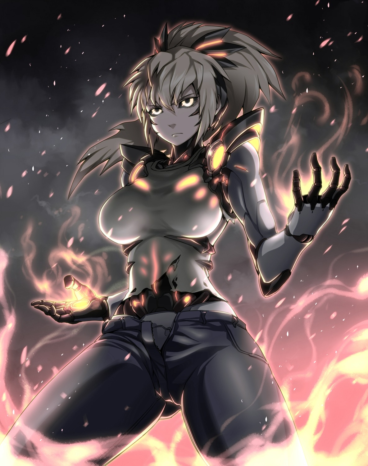 genderswap, genos, kurobuchi_numama, mecha_musume, one_punch_man, torn_clothes