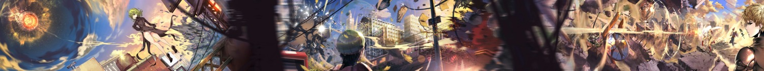 ass, dress, genos, landscape, one_punch_man, pantsu, saitama, tatsumaki_(one_punch_man), teddy