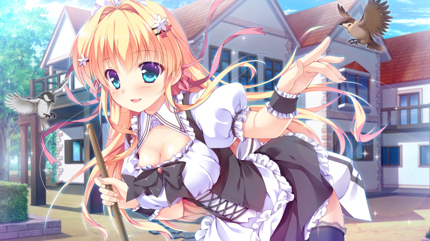 cleavage, escu:de, fall_in_love_x_4_tune, game_cg, karen_uruputasu, maid, mikeou, thighhighs