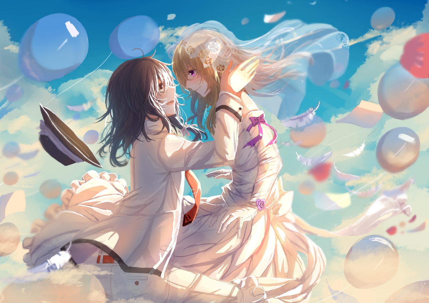 dress, maribel_hearn, qin_xin, touhou, usami_renko, wedding_dress
