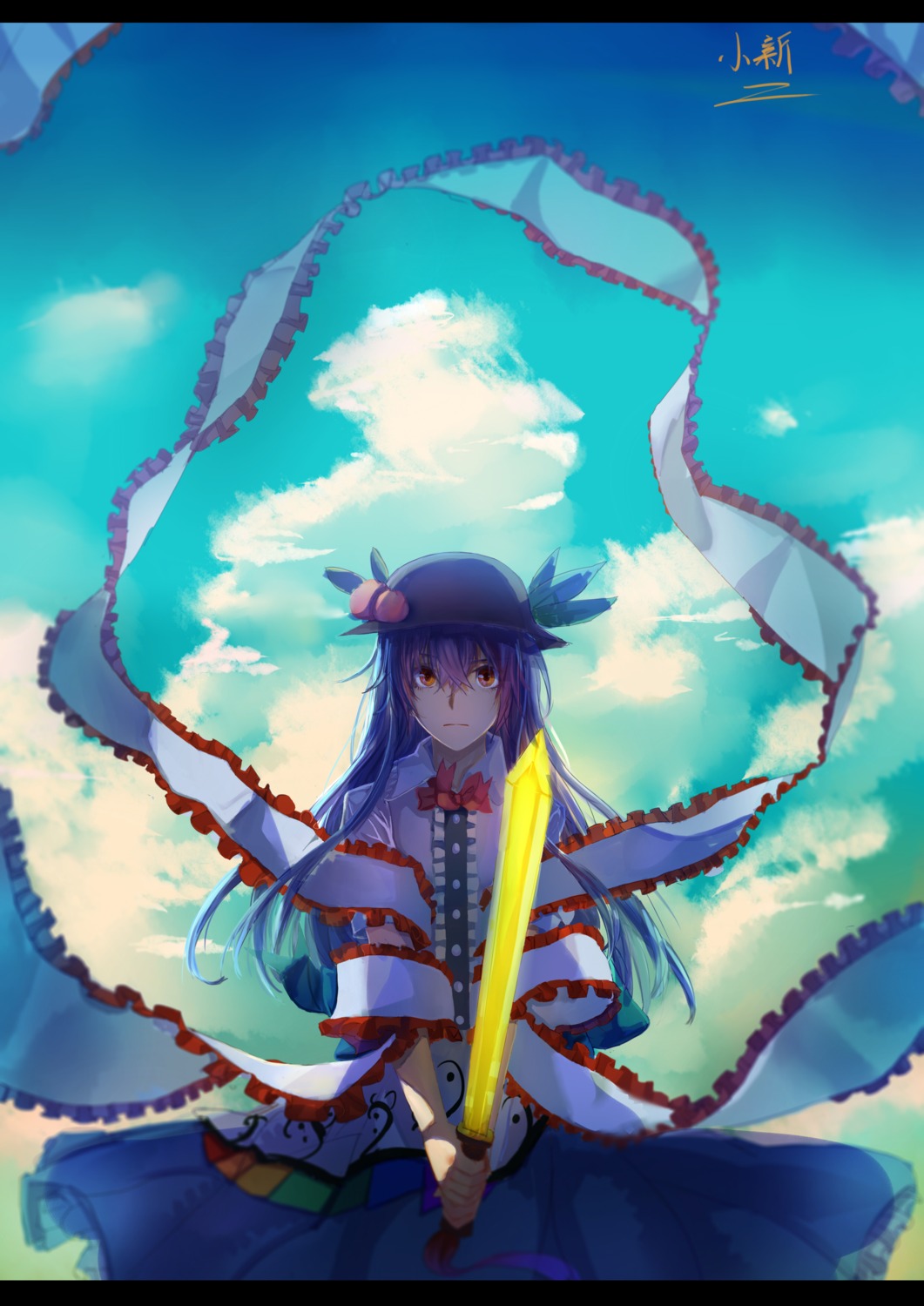 hinanawi_tenshi, qin_xin, sword, touhou