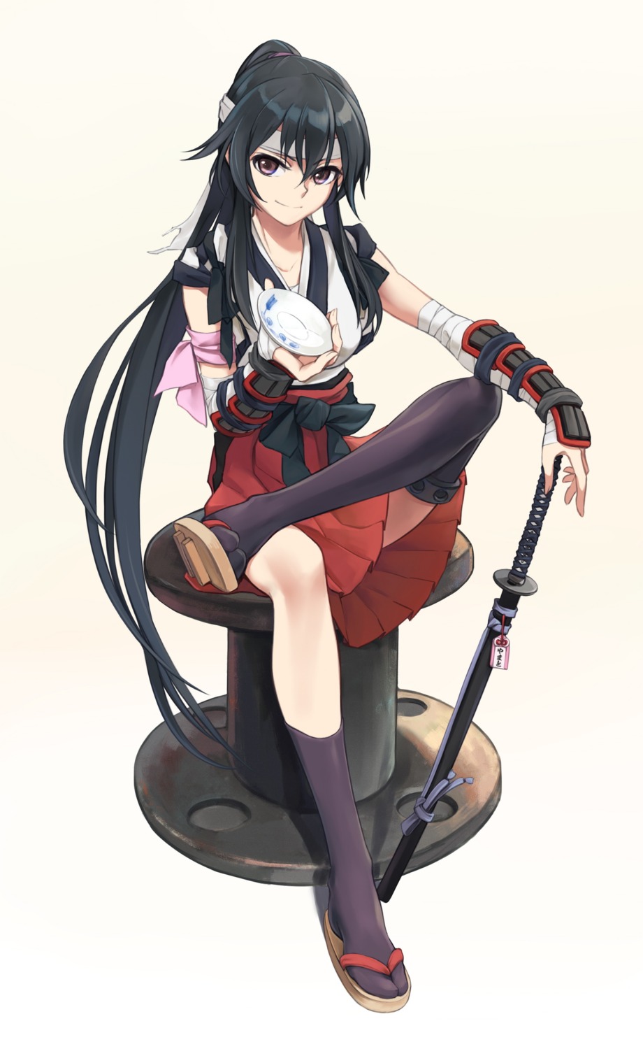 bandages, japanese_clothes, kantai_collection, kisetsu, sword, thighhighs, yahagi_(kancolle)
