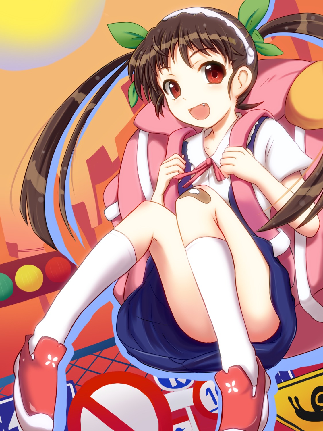 bakemonogatari, bandaid, hachikuji_mayoi, monogatari_(series), seifuku, towamin